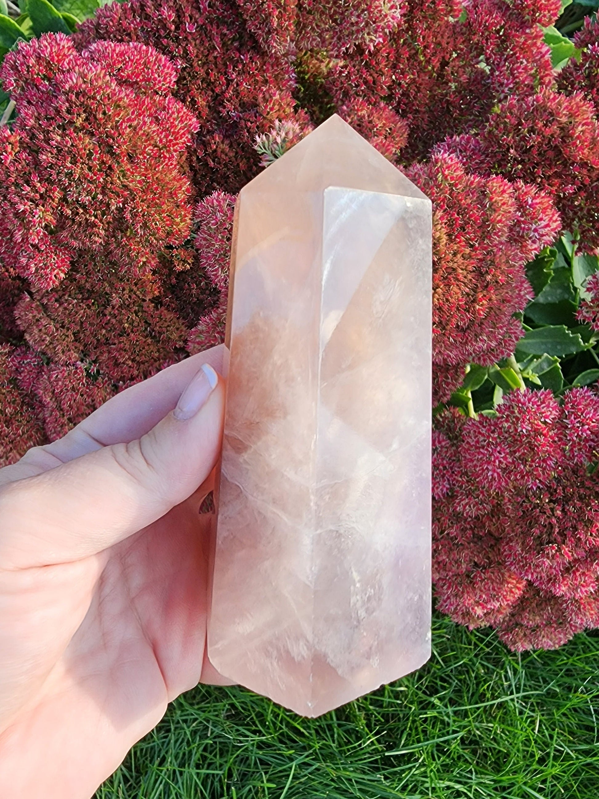 Flourite Tower. Translucent Lilac and Gray Banding. Chunky Gray. Medium Height. (Imperfect)