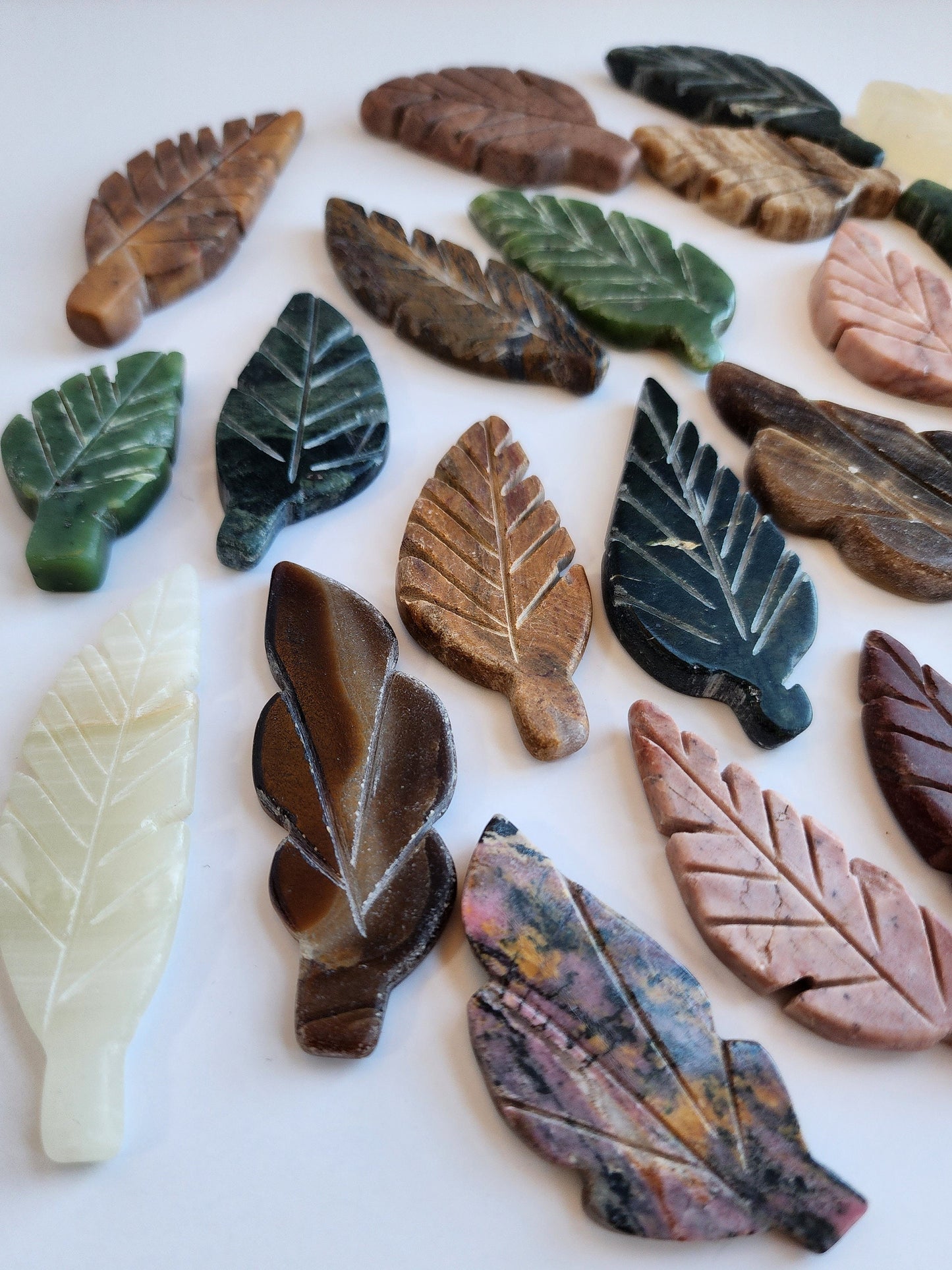 Hand Carved Leaf Mystery Pick! One crystal autumn leaf chosen intuitively just for you! Hand Carved Decor for Fall | Variety or Stones