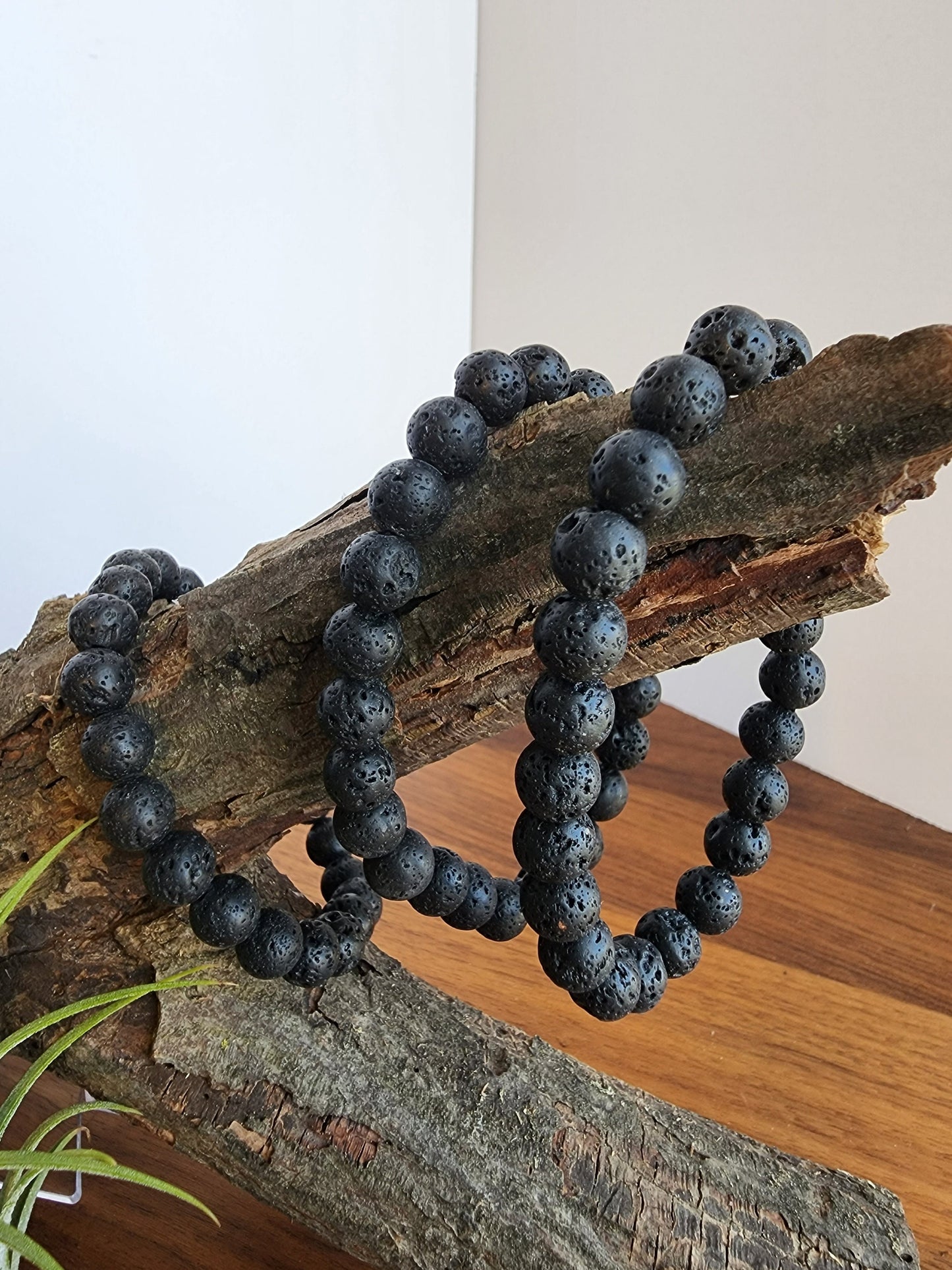 Lava Rock Bracelet | 8MM Black Crystal Beads | Aroma Therapy Jewelry for oils and perfume | Men's Boho Gift | Intuitively Chosen