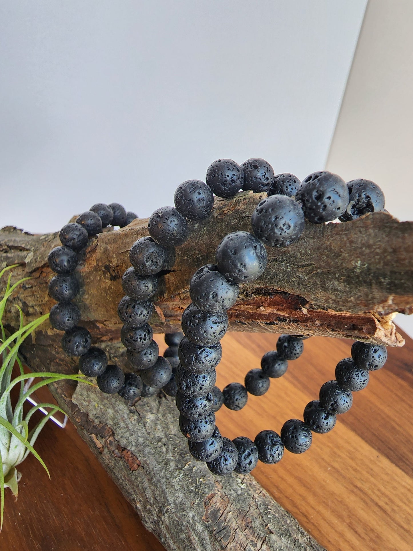 Lava Rock Bracelet | 8MM Black Crystal Beads | Aroma Therapy Jewelry for oils and perfume | Men's Boho Gift | Intuitively Chosen
