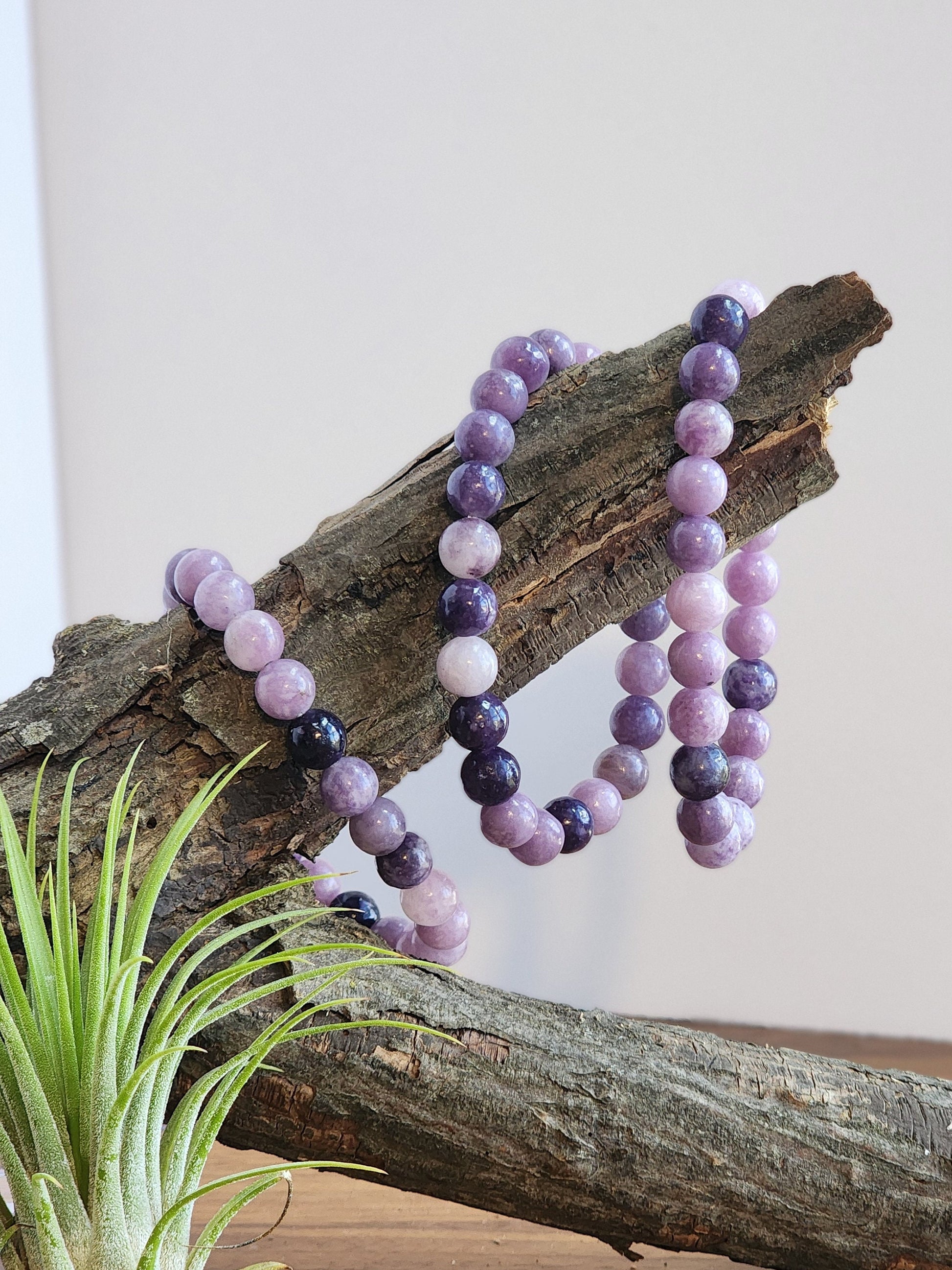 Lepidolite Bracelet | 8MM Purple Mica Beads | Best Seller in Crystal Jewelry | Very Demure, Very Mindful Accesories for the Office or Dates