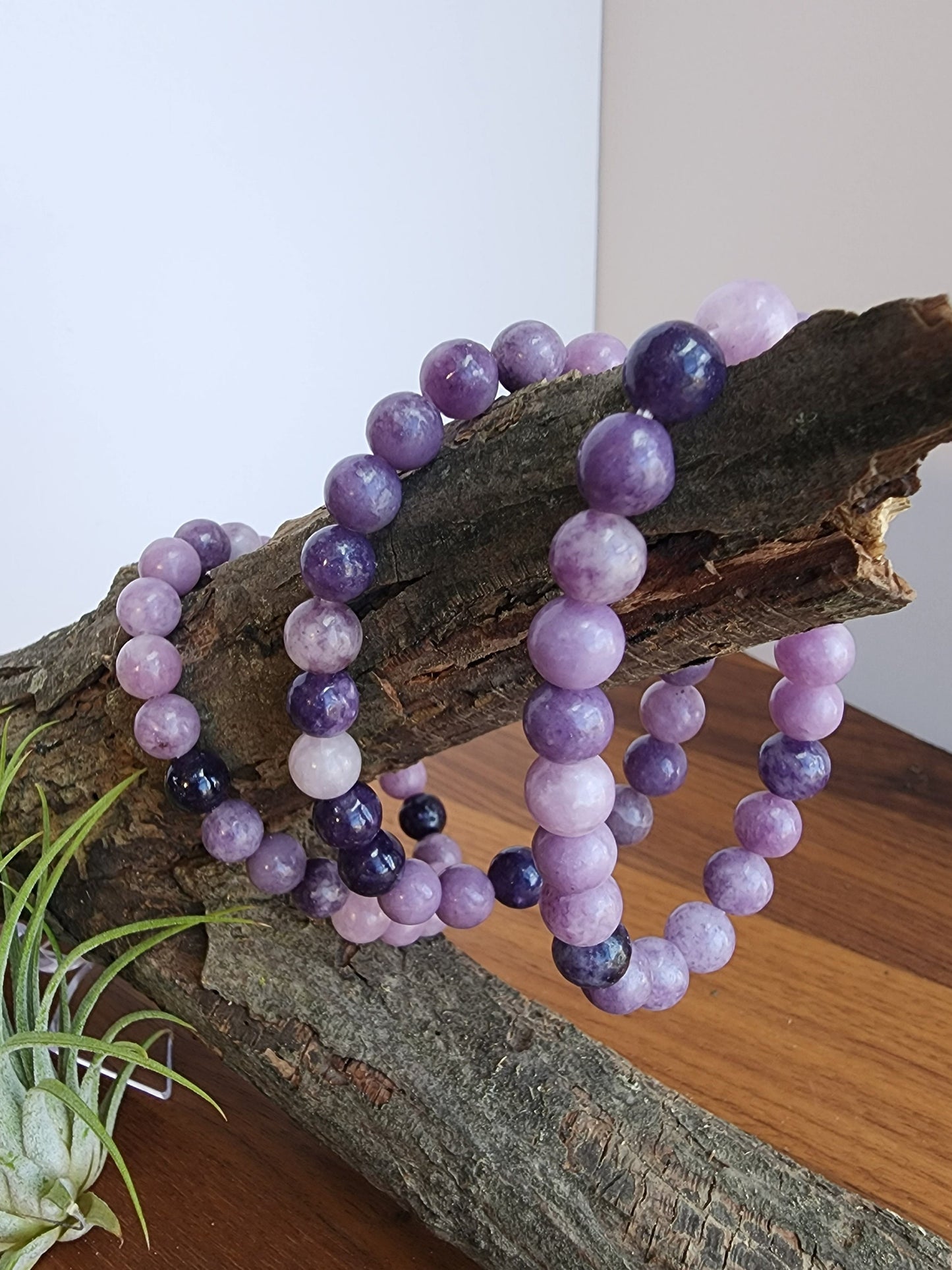 Lepidolite Bracelet: 8MM Purple Crystal Beads | Rare, lilac-purple lithium-rich mica mineral