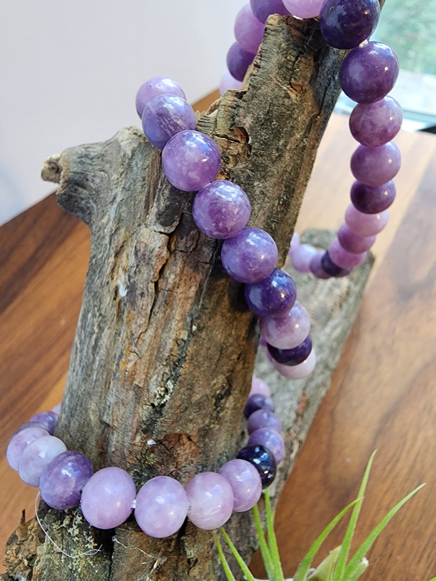 Lepidolite Bracelet: 8MM Purple Crystal Beads | Rare, lilac-purple lithium-rich mica mineral