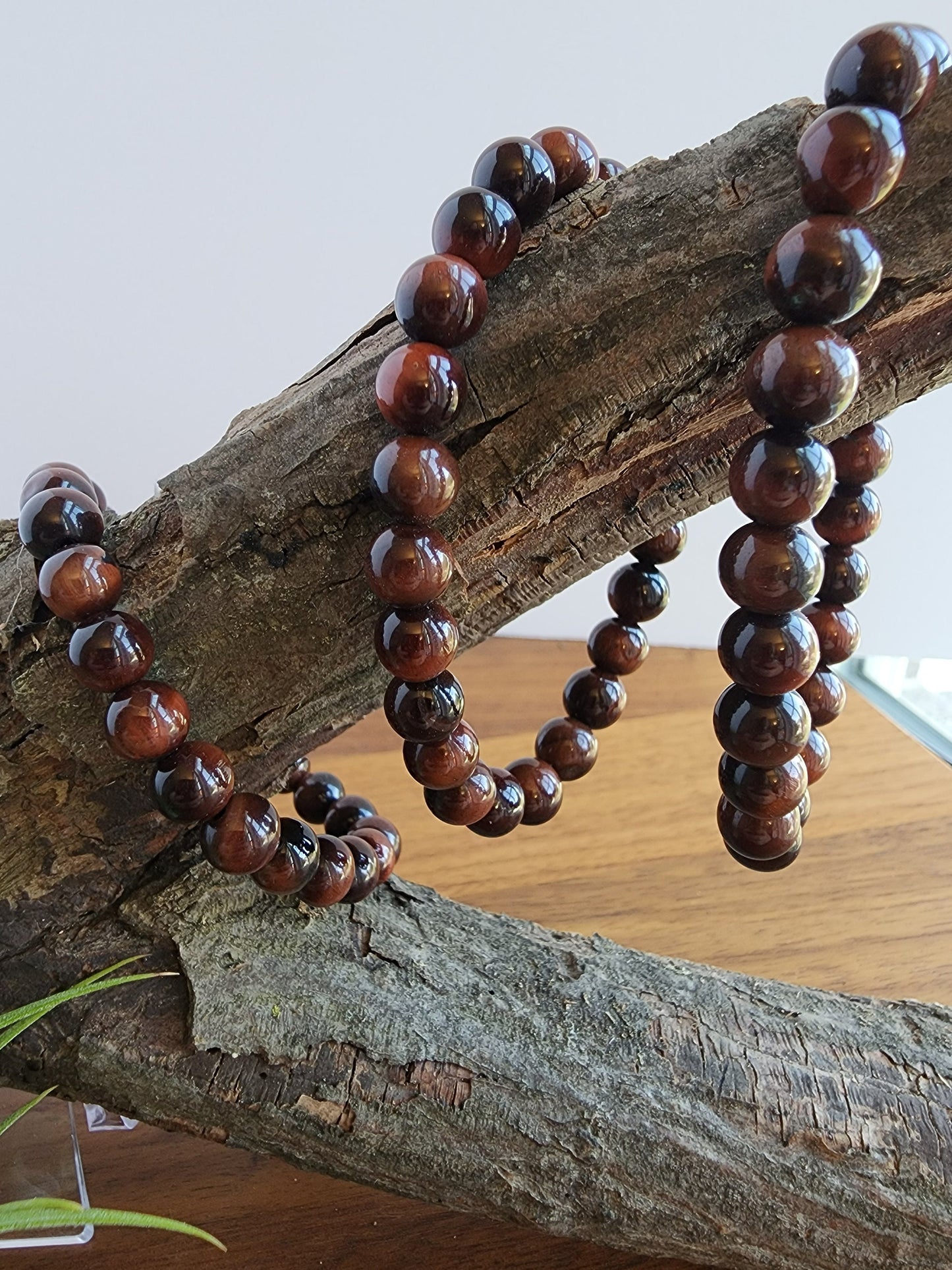 Red Tiger's Eye | 8MM Crystal Bracelet | Red Chatoyant Tigerseye | Subtle Red Flash | Masculine Jewelry with a hint of fun!