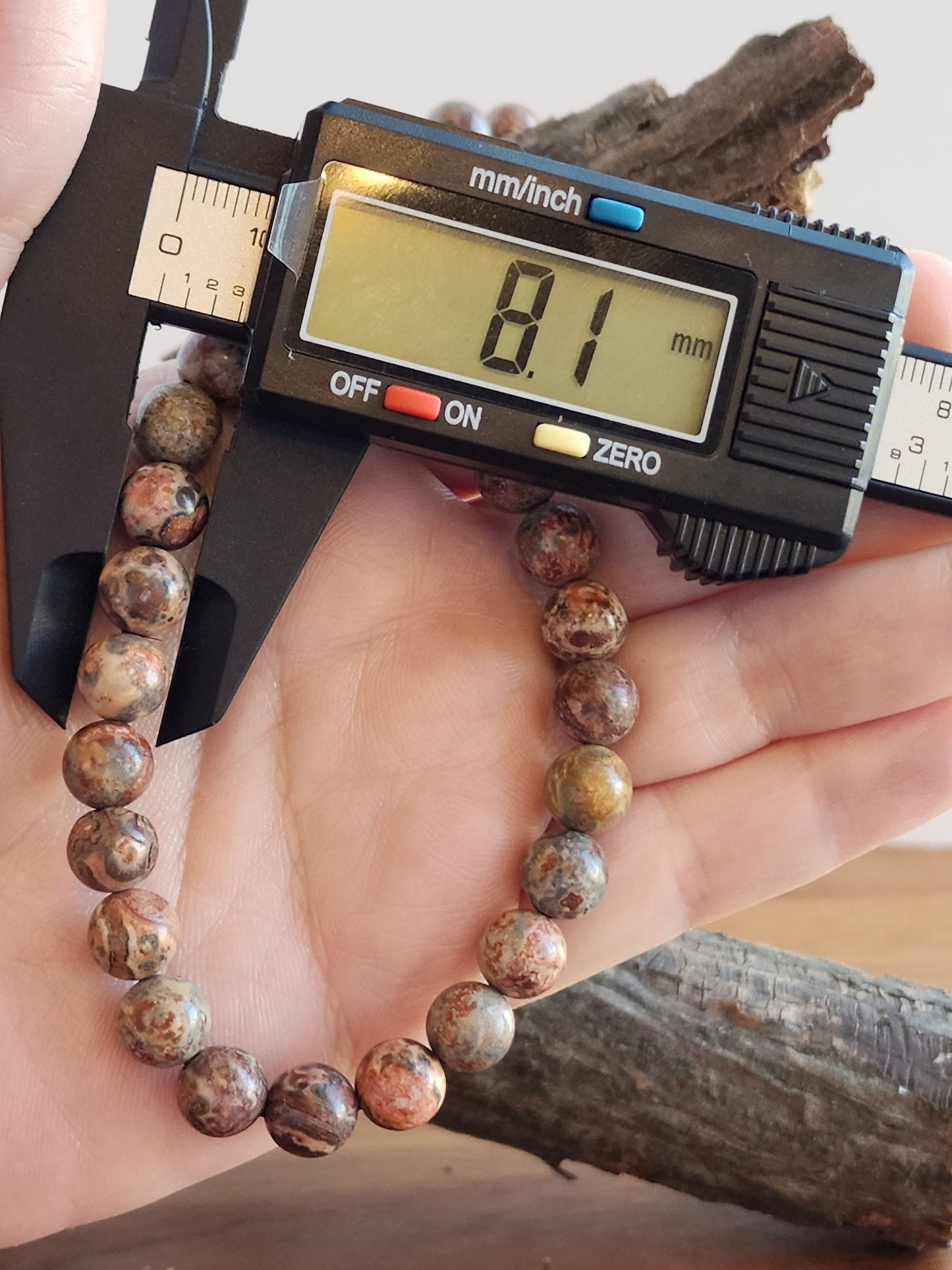 Leopardite Safari Jasper | 8MM Crystal Bracelet | Jaguar or Leopard Skin Jasper in Maueve Pink, Rainforest Yellow with Spotted Patterns