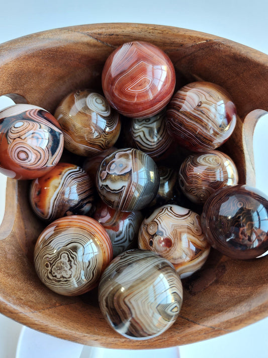 Sardonyx Crystal Sphere: Natural Red, Black & Tan Swirls