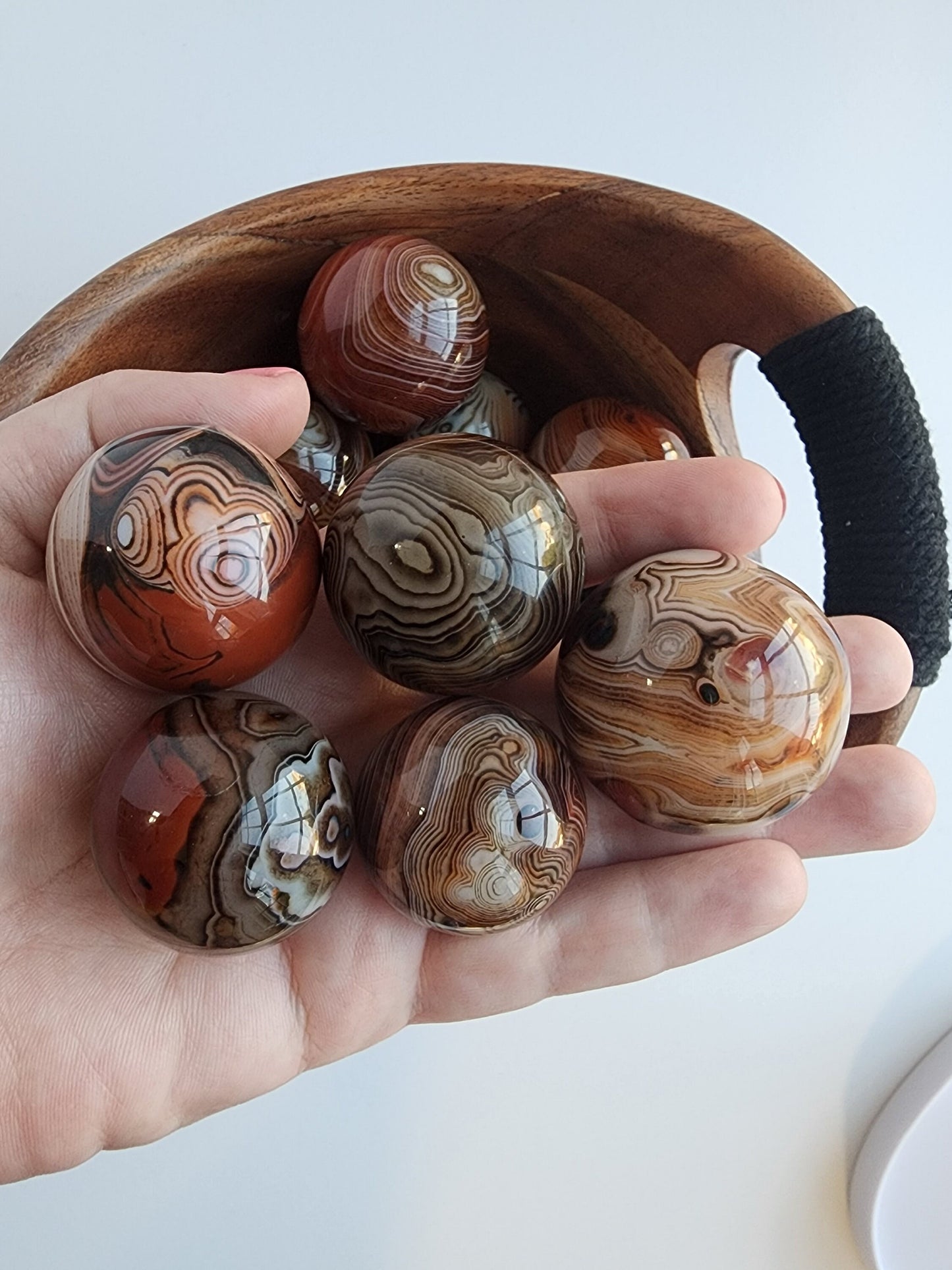 New Stock! Sardonyx Spheres | Medium | NATURAL Red, Black, Tan | Swirled Sardonyx | Carnelian, Red Agate | Inutitively Chosen