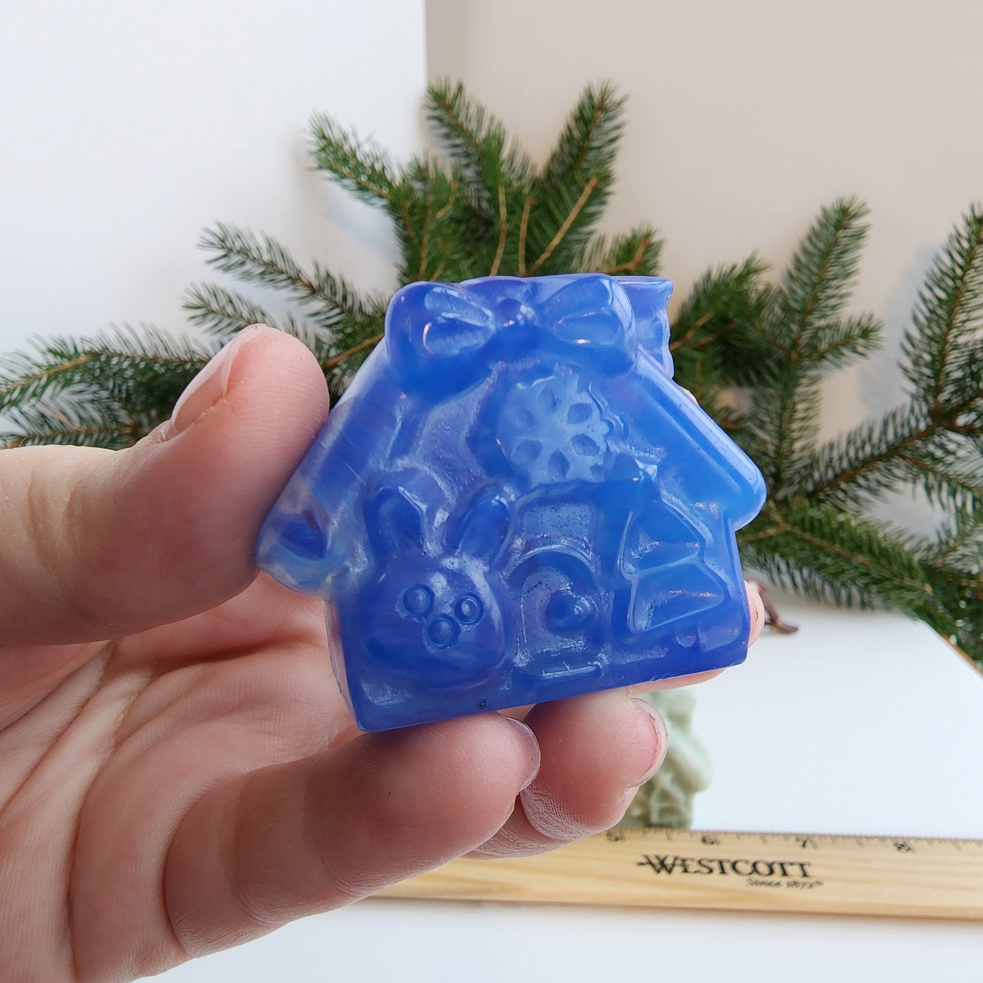 Crystal Gingerbread House | Christmas House | Green Jade, Blue Opalite, Purple Fluorite, Labradorite, Rose Quartz | Intuitively Chosen