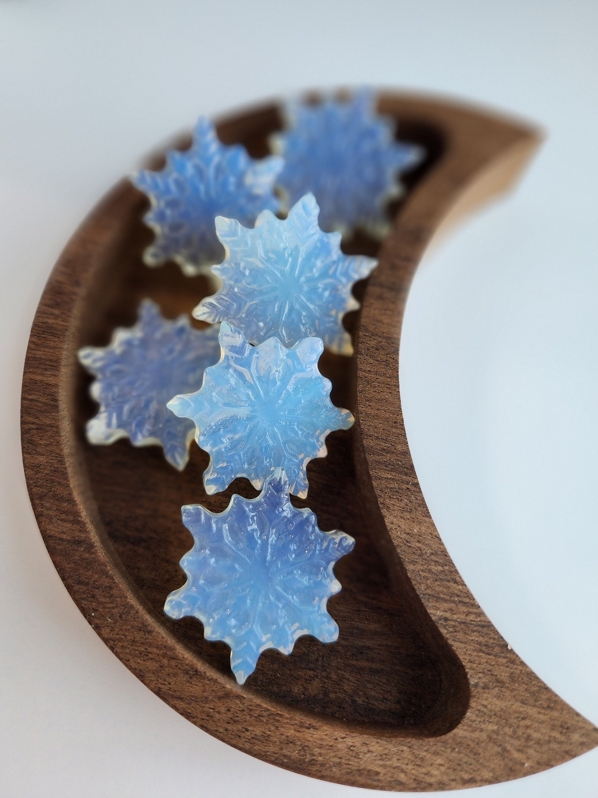Snowflake Crystal Carvings | Holiday Gifts | Choose Your Mineral | Christmas Carvings | Opalite, Fluorite, Howlite, Lepidolite, Ruby Zoisite