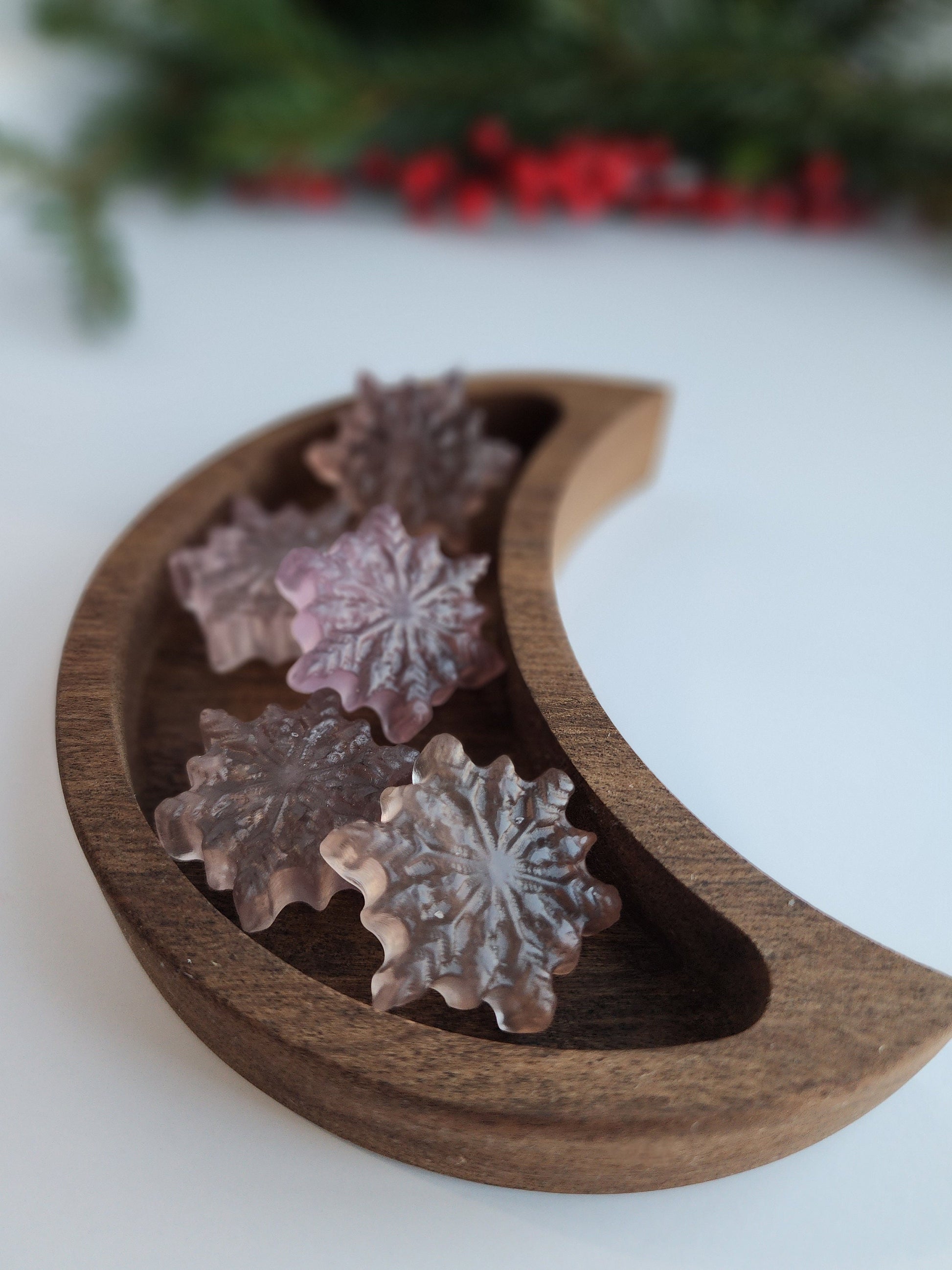 Snowflake Crystal Carvings | Holiday Gifts | Choose Your Mineral | Christmas Carvings | Opalite, Fluorite, Howlite, Lepidolite, Ruby Zoisite