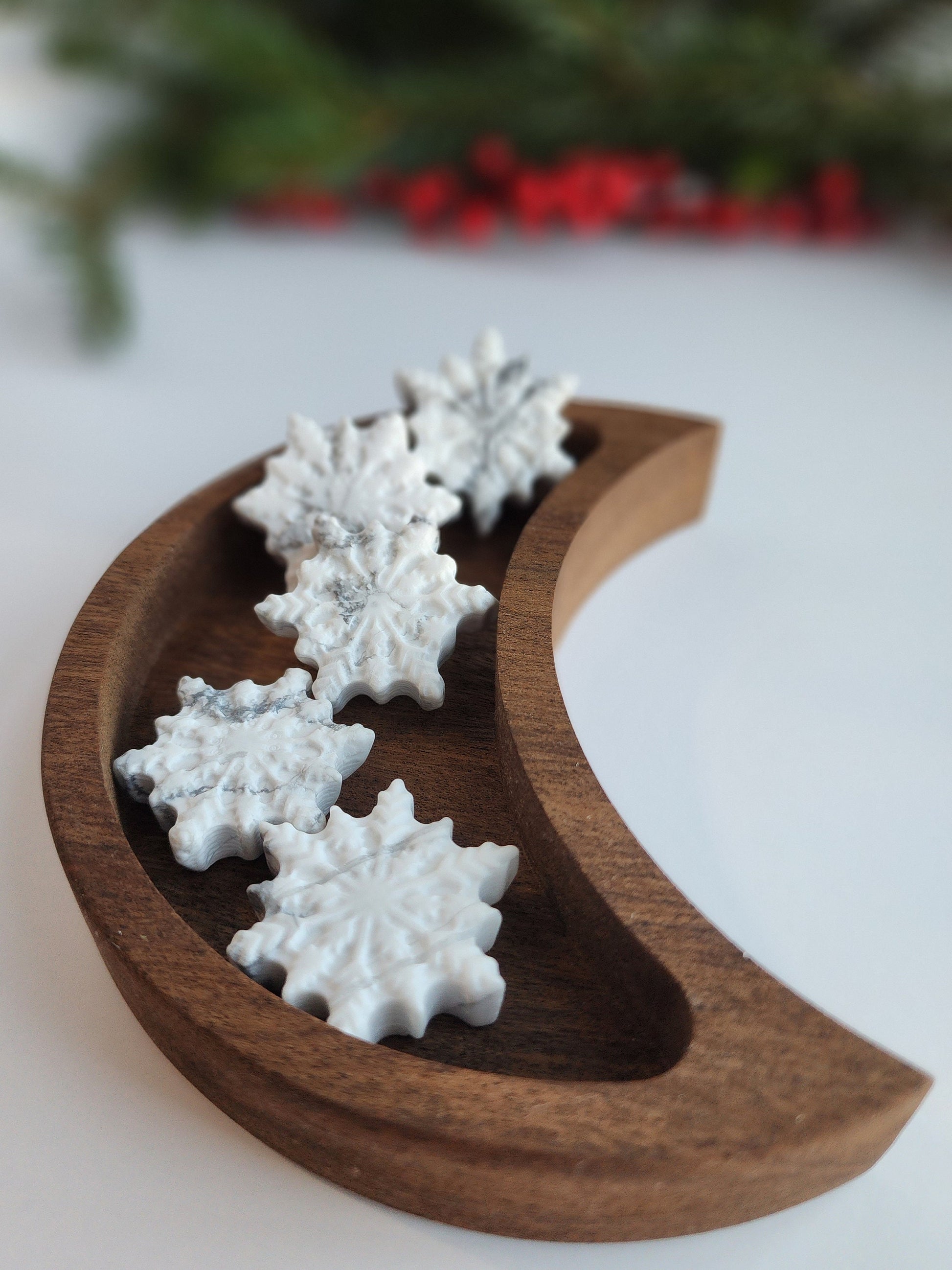Snowflake Crystal Carvings | Holiday Gifts | Choose Your Mineral | Christmas Carvings | Opalite, Fluorite, Howlite, Lepidolite, Ruby Zoisite