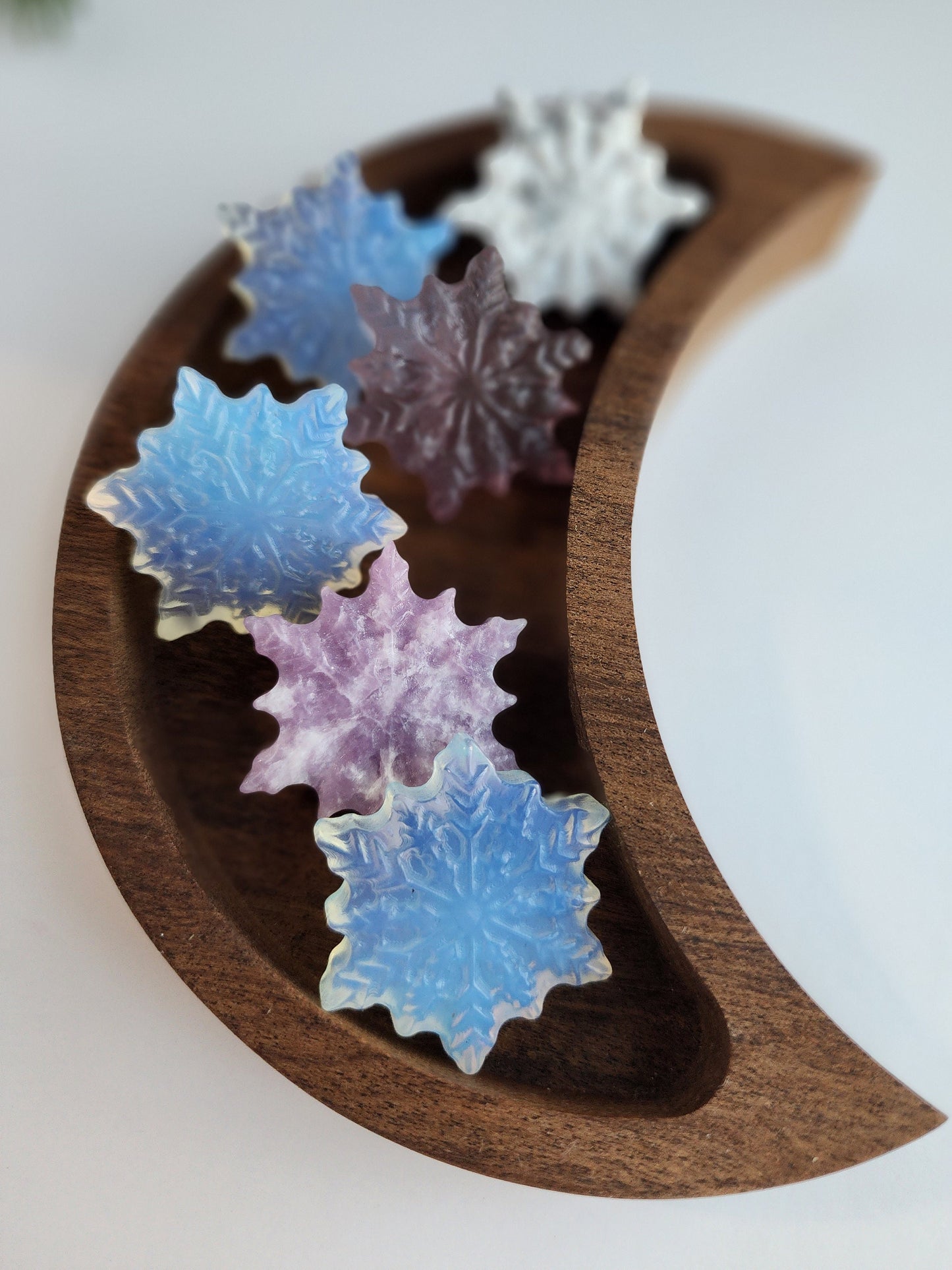 Snowflake Crystal Carvings | Holiday Gifts | Choose Your Mineral | Christmas Carvings | Opalite, Fluorite, Howlite, Lepidolite, Ruby Zoisite