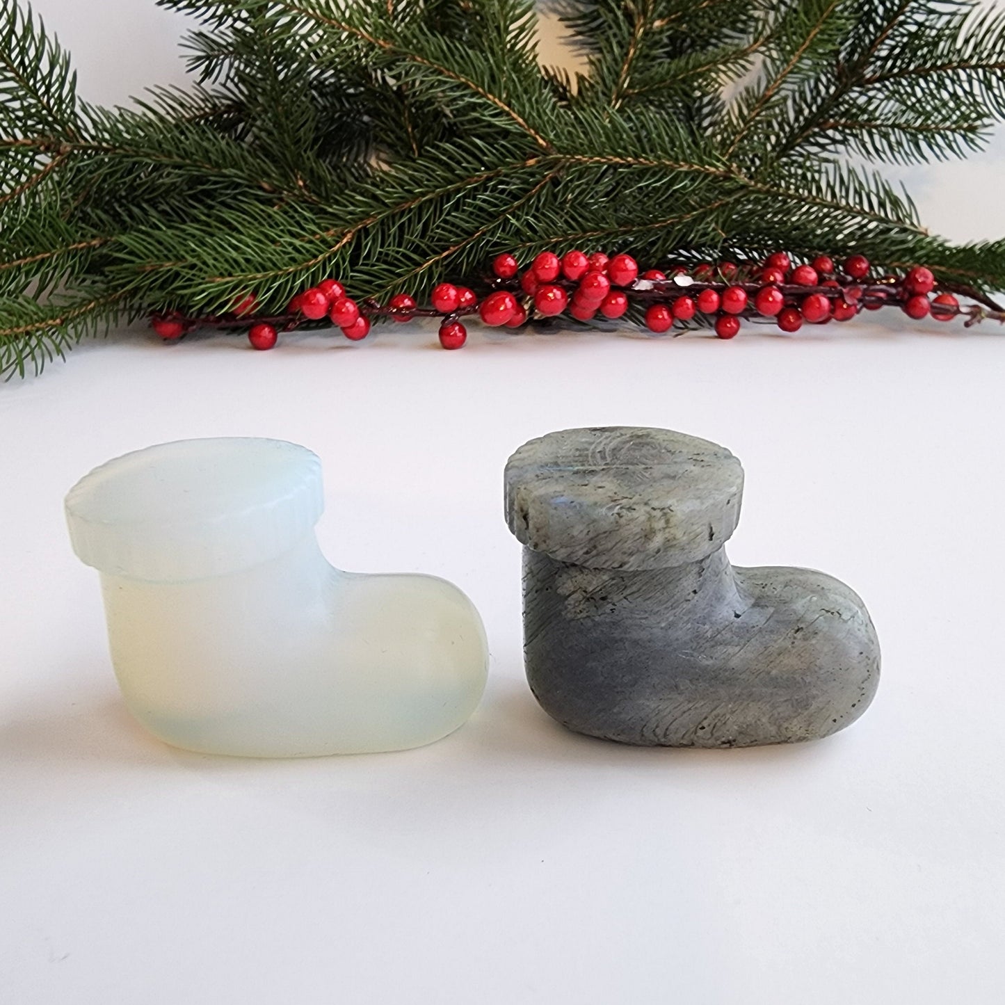 Crystal Christmas Stocking | Labradorite & Oplaite | Small | Holiday Crystals | Santa Boots | | Choose Your Crystal