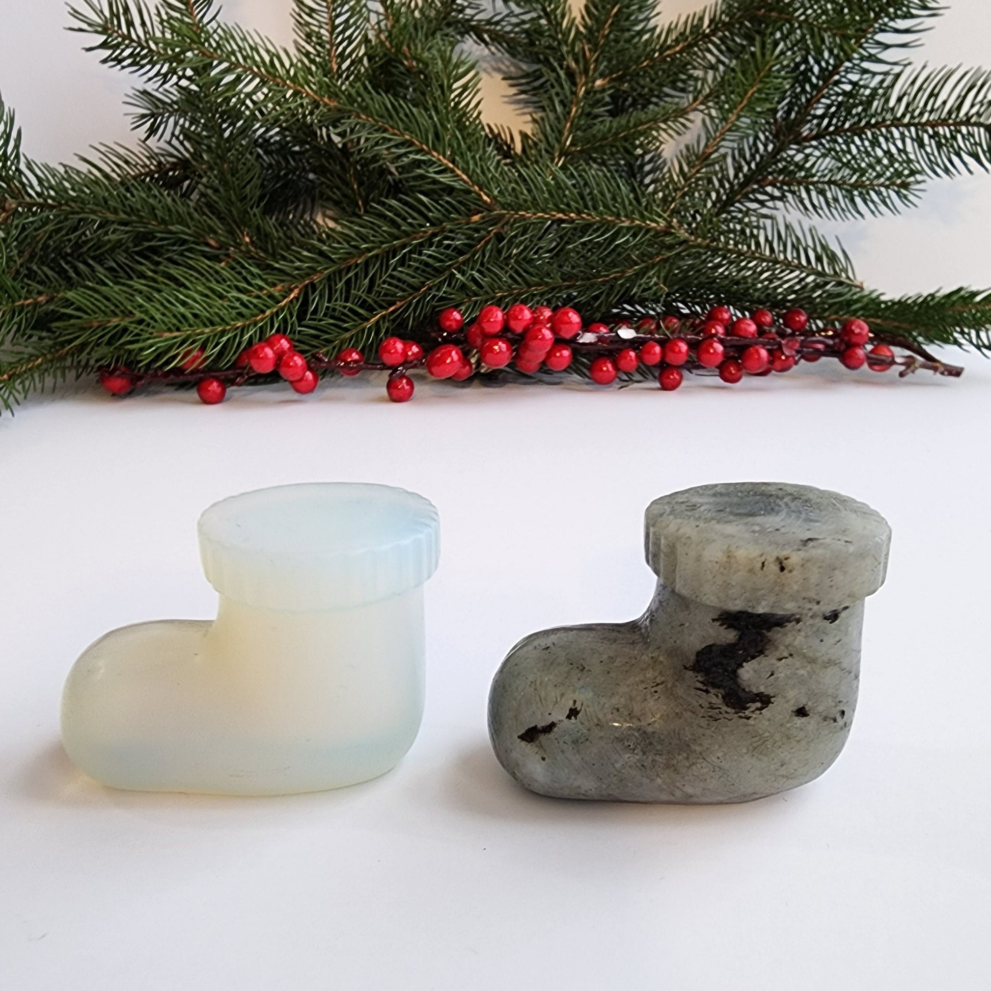 Crystal Christmas Stocking | Labradorite & Oplaite | Small | Holiday Crystals | Santa Boots | | Choose Your Crystal
