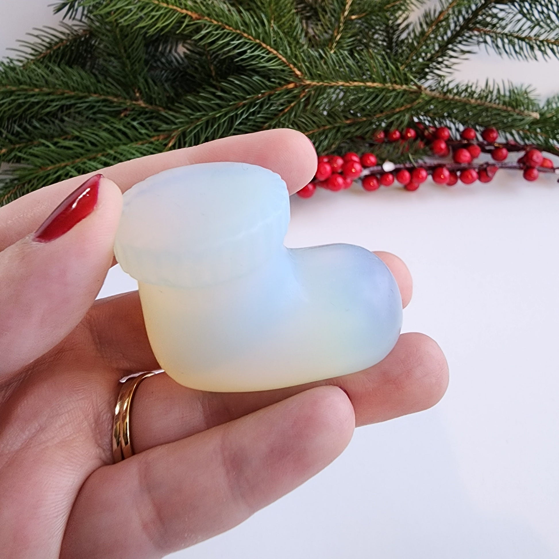 Crystal Christmas Stocking | Labradorite & Oplaite | Small | Holiday Crystals | Santa Boots | | Choose Your Crystal