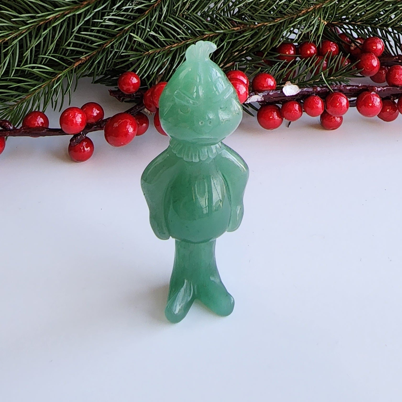 Mean One Crystal Carving | Green Aventurine Holiday Crystal | Christmas TV Character | Christmas Movie Classics | Intuitive Choice