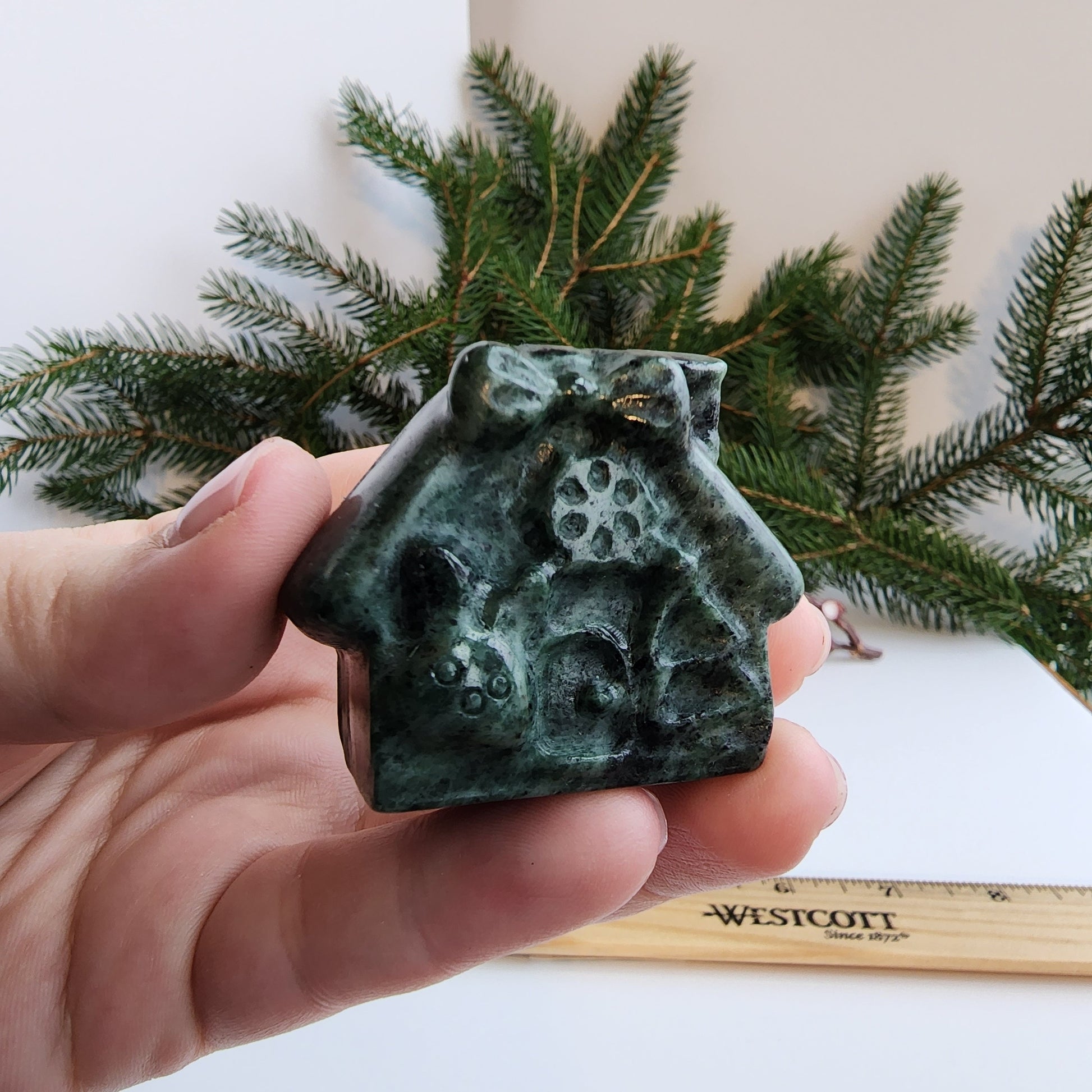 Crystal Gingerbread House | Christmas House | Green Jade, Blue Opalite, Purple Fluorite, Labradorite, Rose Quartz | Intuitively Chosen