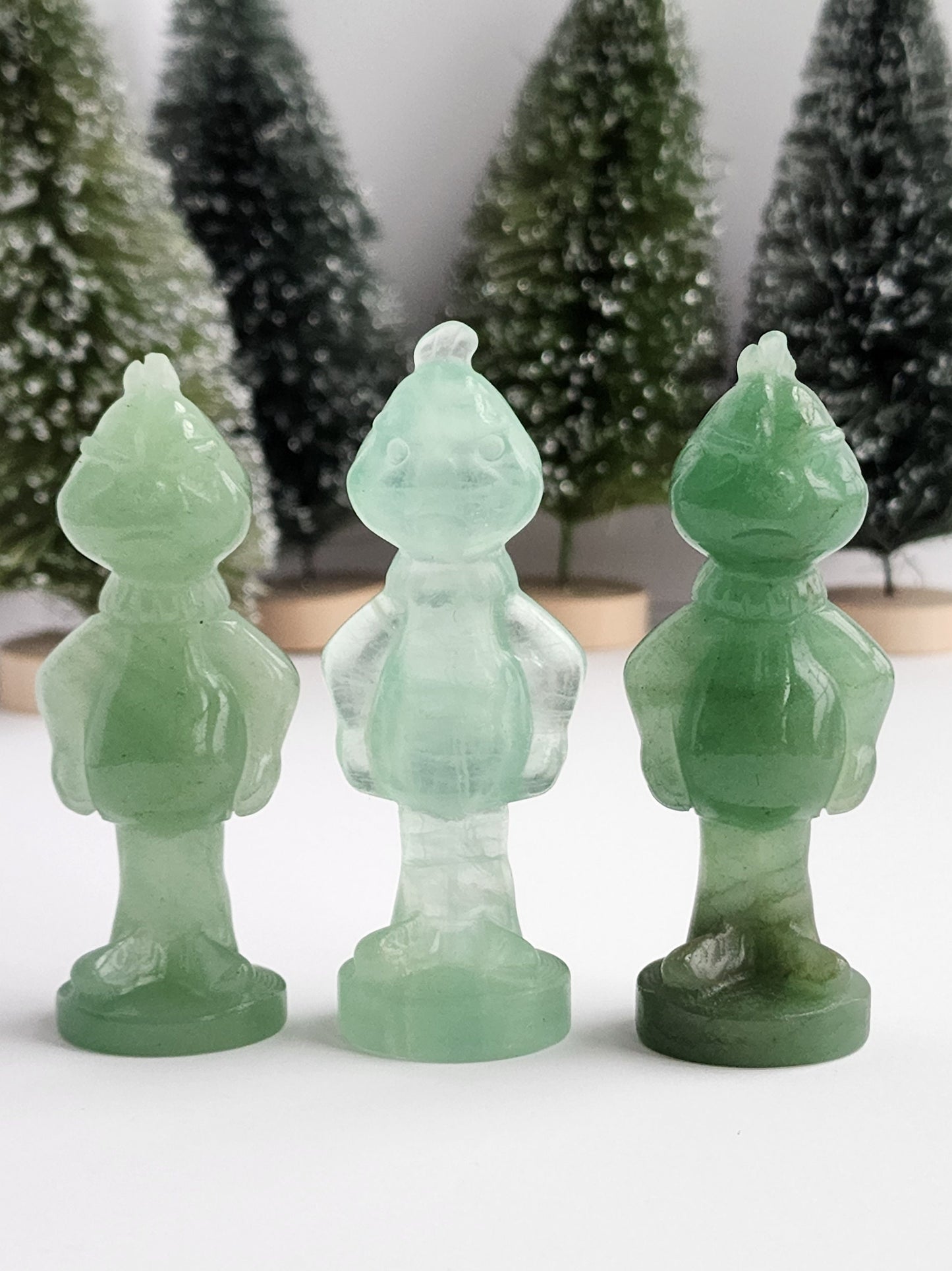 Green Aventurine 'Mean One' Christmas Crystal Carving