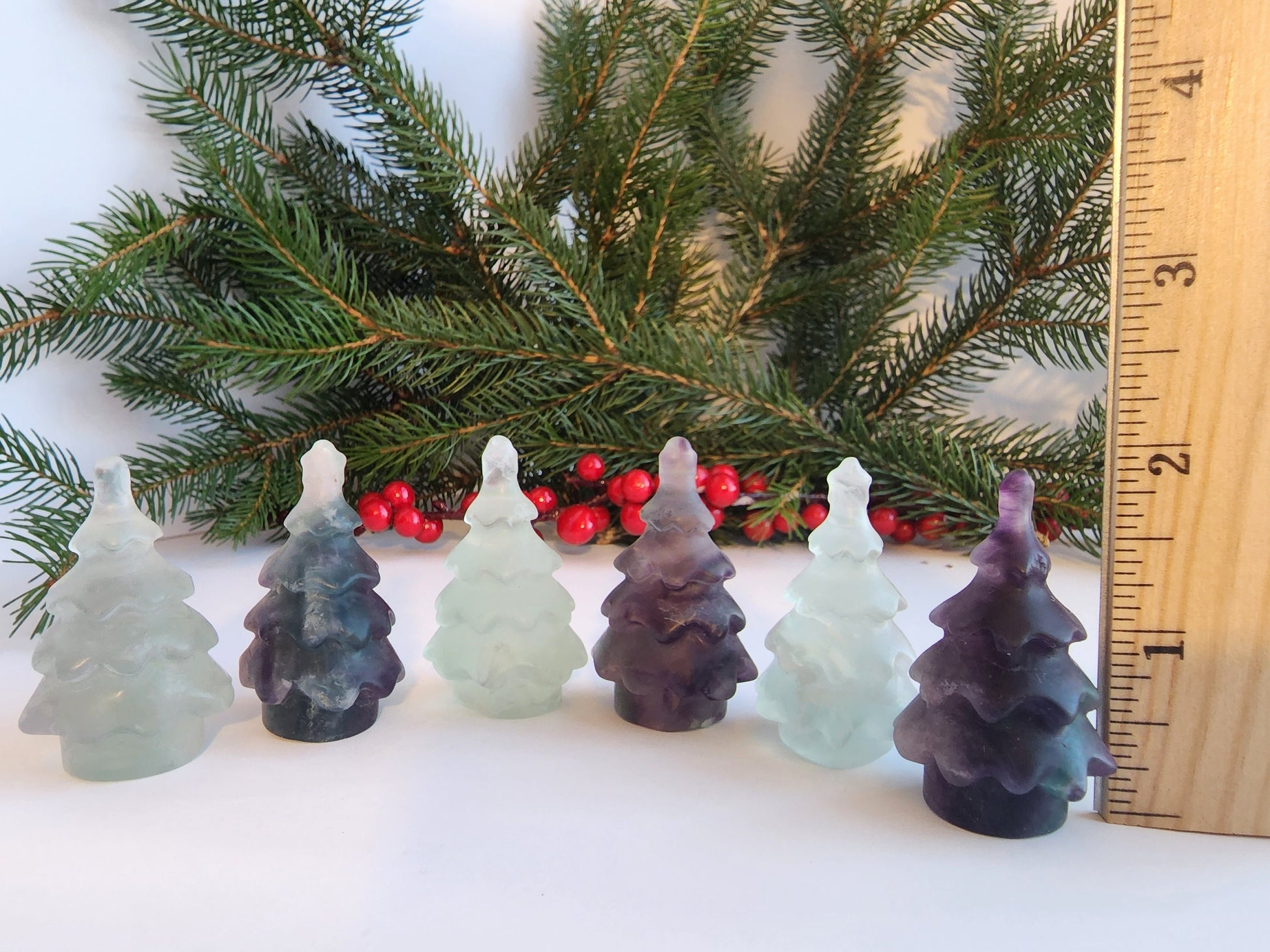 Fluorite Crystal Tree | Small | Christmas Crystals | Yule Trees | Purple Holiday Decor | Green Winter Solstice Carving | Intuitively Chosen