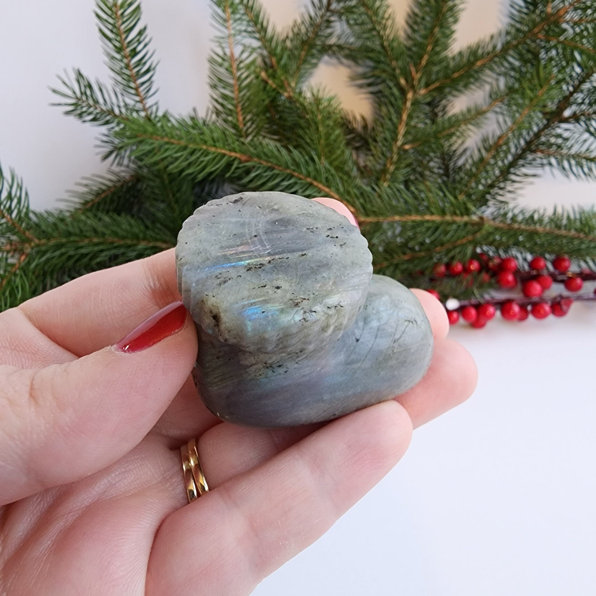 Crystal Christmas Stocking | Labradorite & Oplaite | Small | Holiday Crystals | Santa Boots | | Choose Your Crystal