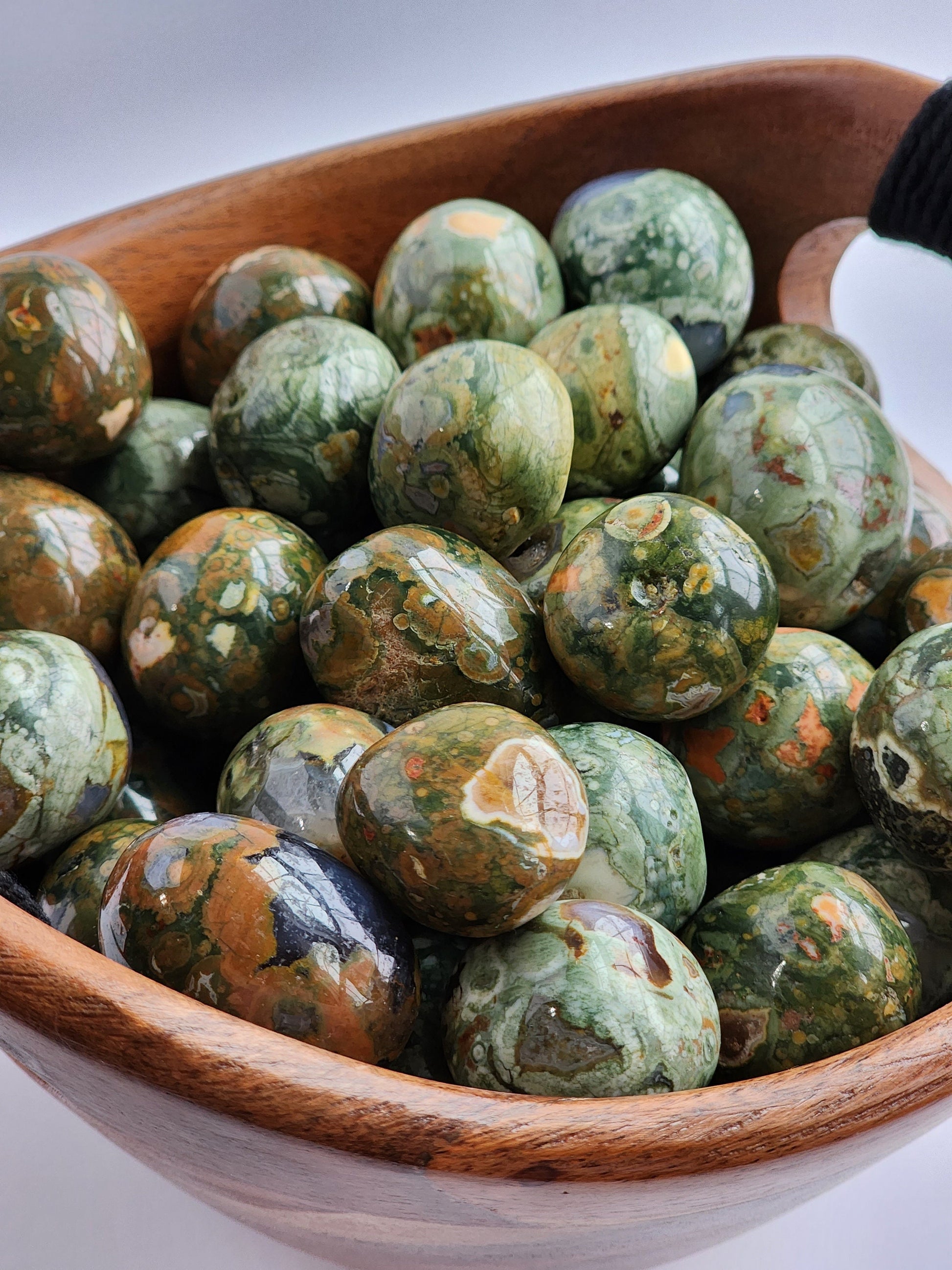 Rainforest Jasper Tumbles | Medium | Lucky Girl Crystal Confetti Add On | Rhyolite | Peacock Eye | Green, Blue, Orange | Intuitively Chosen