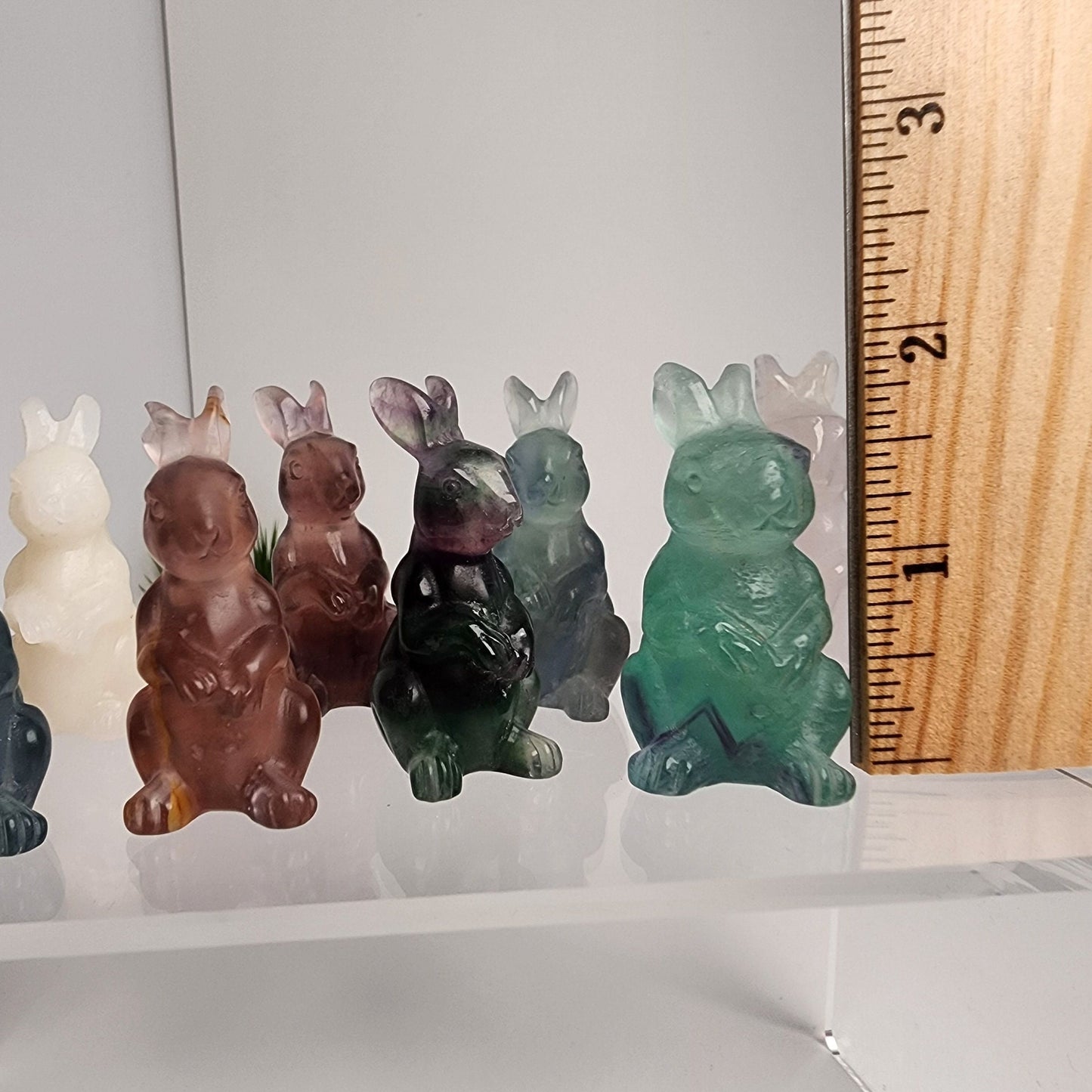 Crystal Bunny Carvings | Crystal Rabbits | Fluorite, Rose & White Quartz | Lucky Rabbits | Choose Your Material!