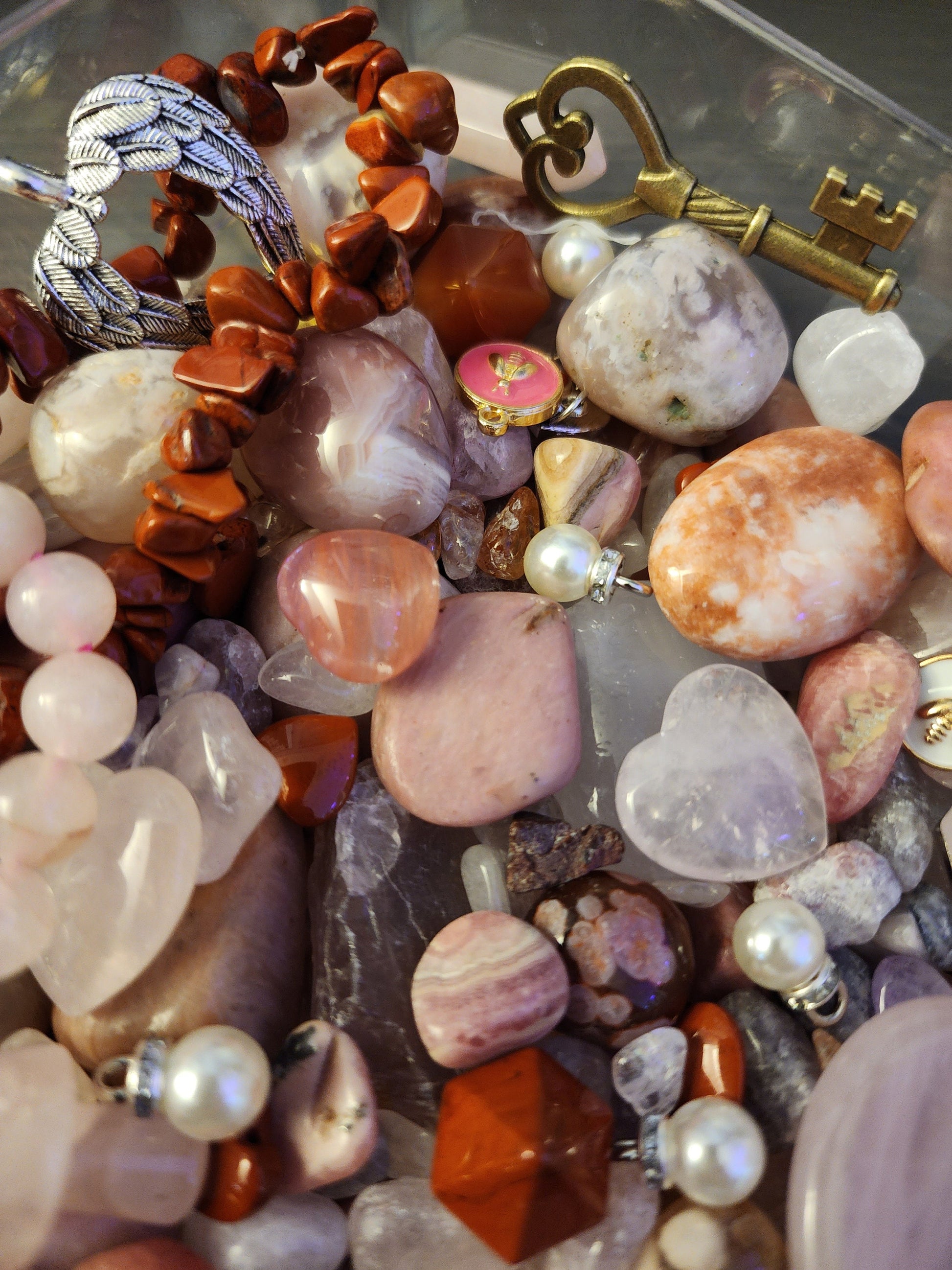 Passionate Pink Crystal Mix | Valentine Crystal Confetti | Bracelets, Worry Stones & Hearts | Love Crystals | 50 Shades of Pink | 3 Scoops