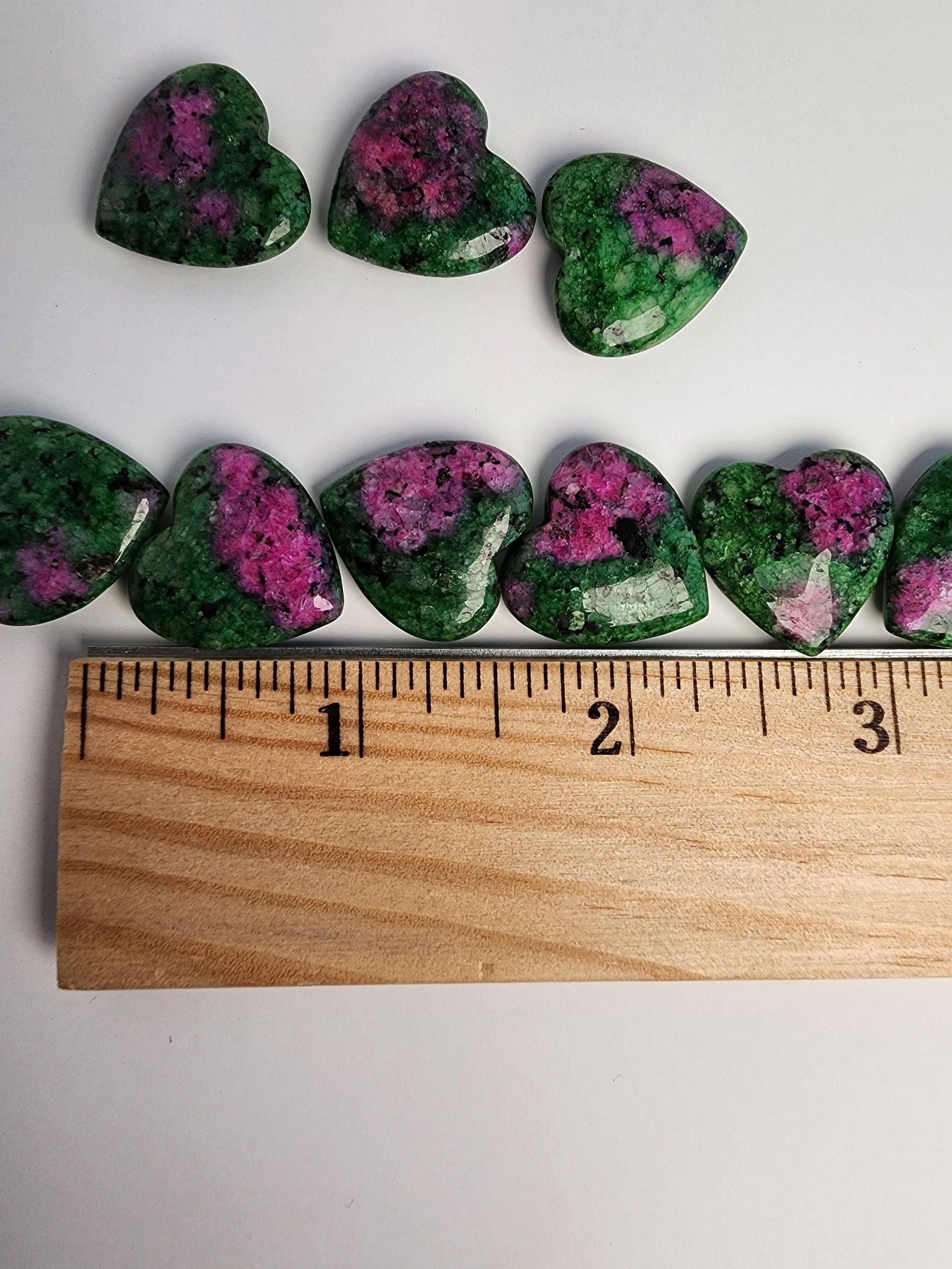 Ruby in Zoisite Mini Hearts | UV Reactive Crystal Heart | Magenta & Bright Green Crystal Carving | Dye Enhanced Quartzite
