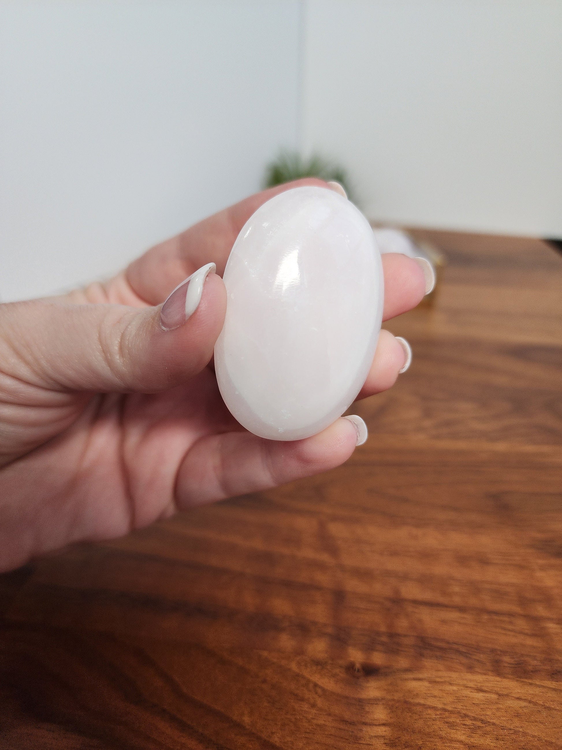 Pink Mangano Calcite Palm Stone | UV Reactive Crystals | Large Palm Stones | Pocket Stones | Intuitively Chosen