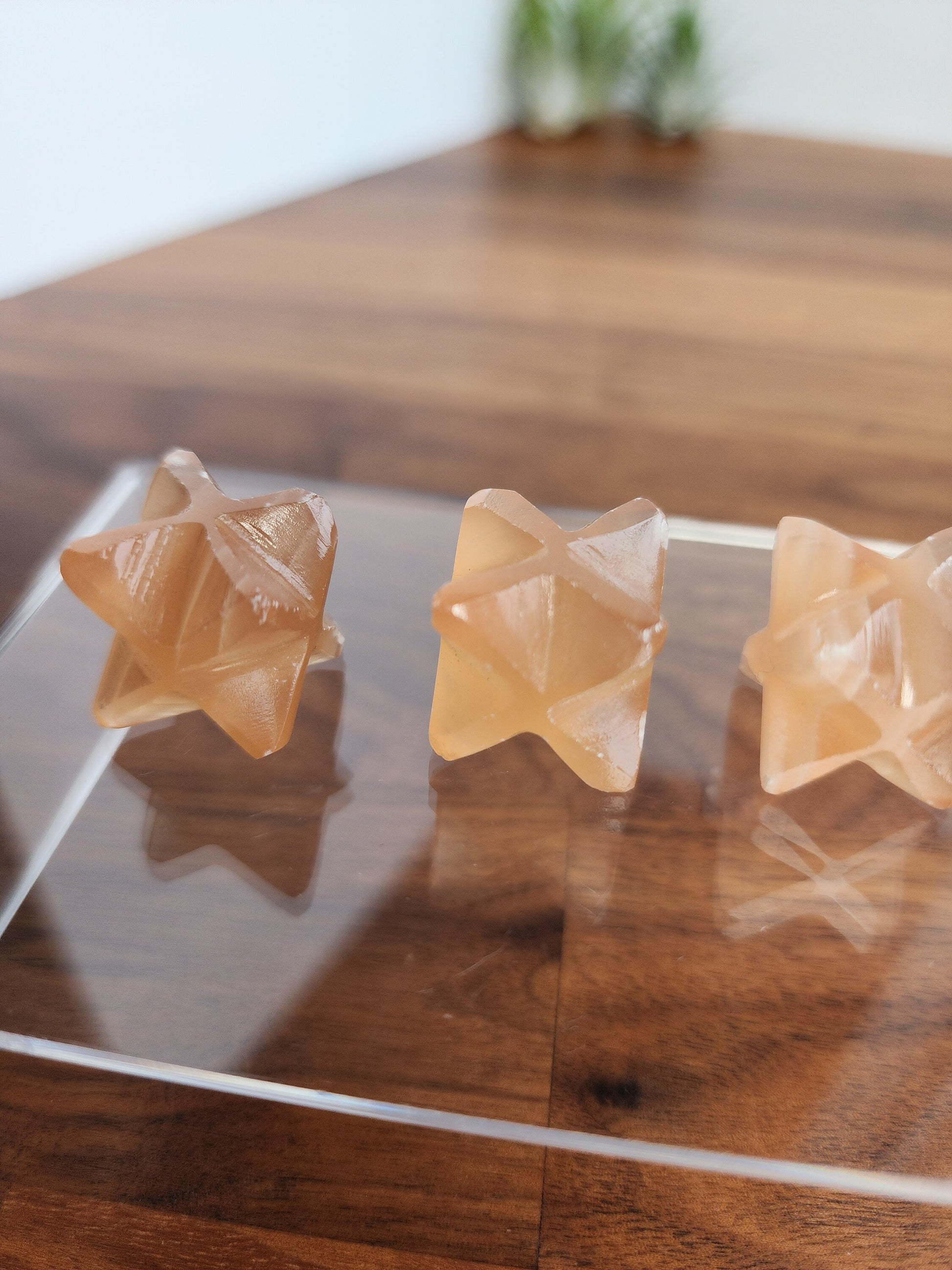 Honey Calcite Merkabas | Small desk decor for office or work from home | Trinket bowl | Pocket stone for ADHD & Fidgets