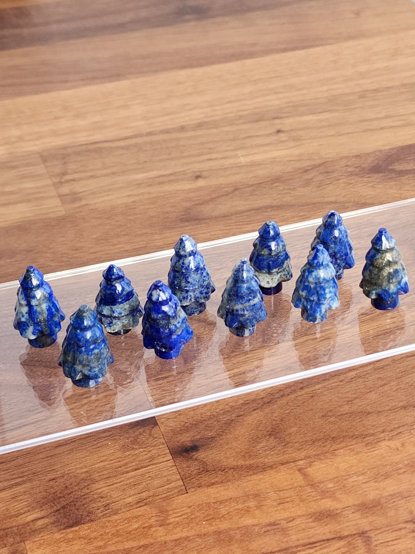 Crystal Lapis Lazuli Mini Trees | Tiny Royal Blue Christmas Village Decor | Winter Solstice Rituals and Altar Decorations | Pretty Yuletide