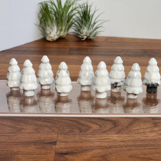 Howlite Crystal Mini Tree: White Holiday Decor, Snowy Accent