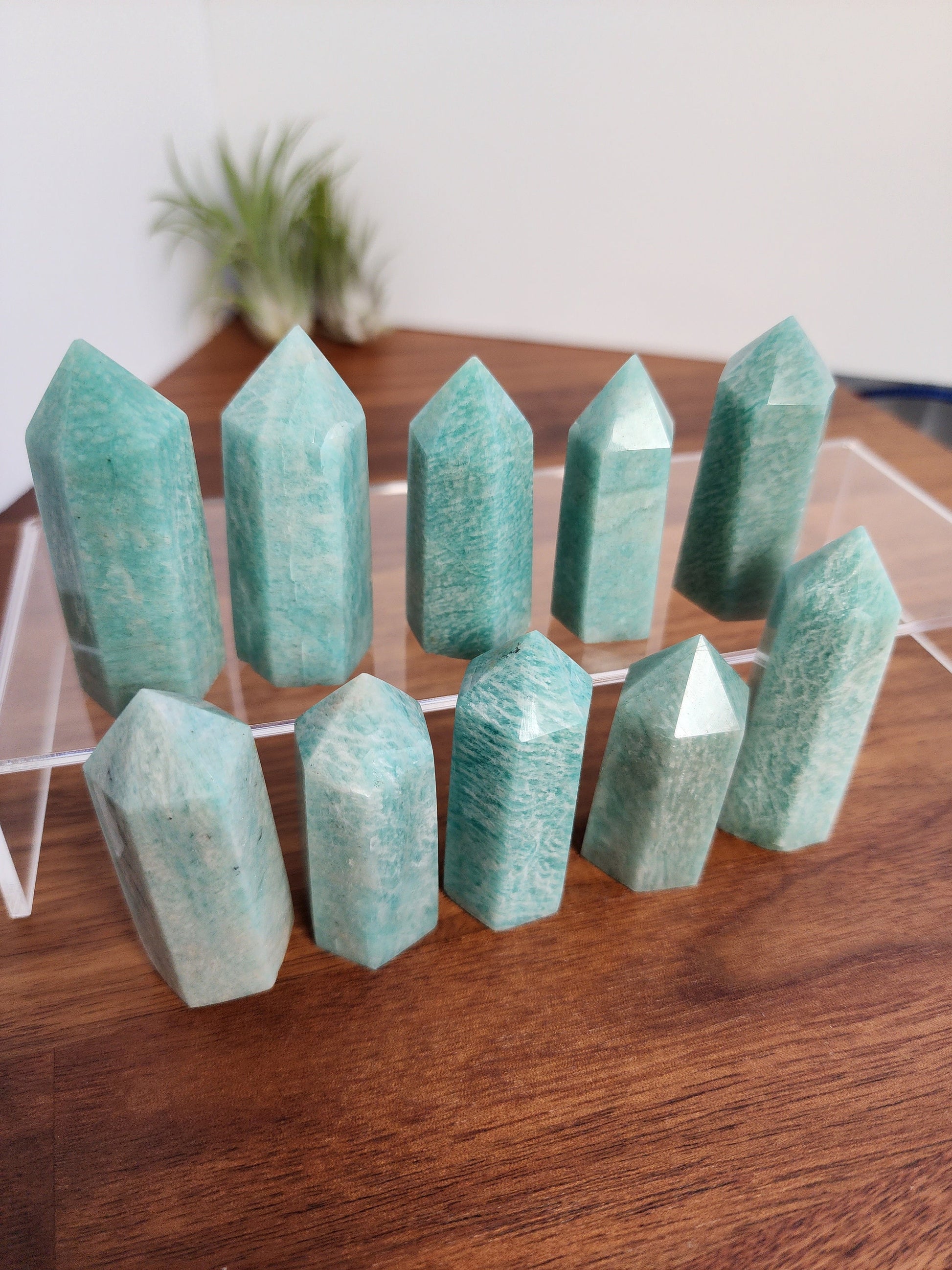 Teal Blue Amazonite Mini Points | Coastal Vibes Crystal Tower | Sun and Sea Decor | Ocean Bathroom & Mermaid Love | Intuitively Chosen