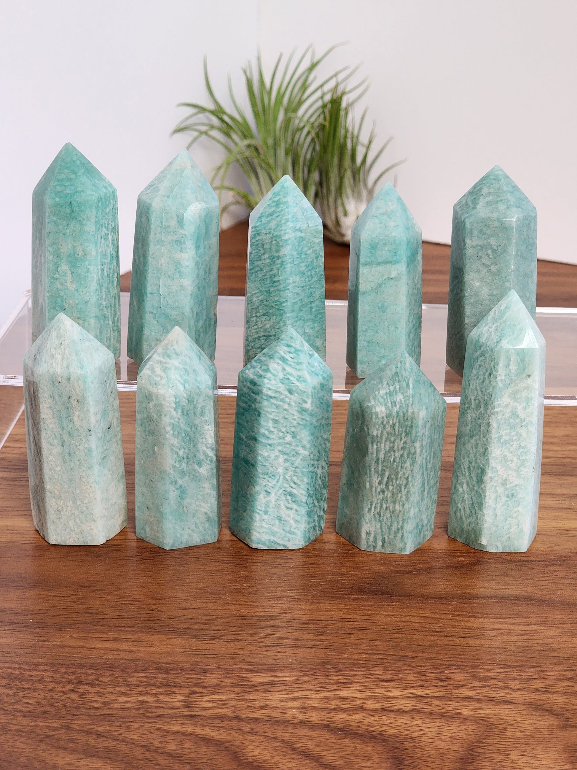 Teal Blue Amazonite Mini Points | Coastal Vibes Crystal Tower | Sun and Sea Decor | Ocean Bathroom & Mermaid Love | Intuitively Chosen