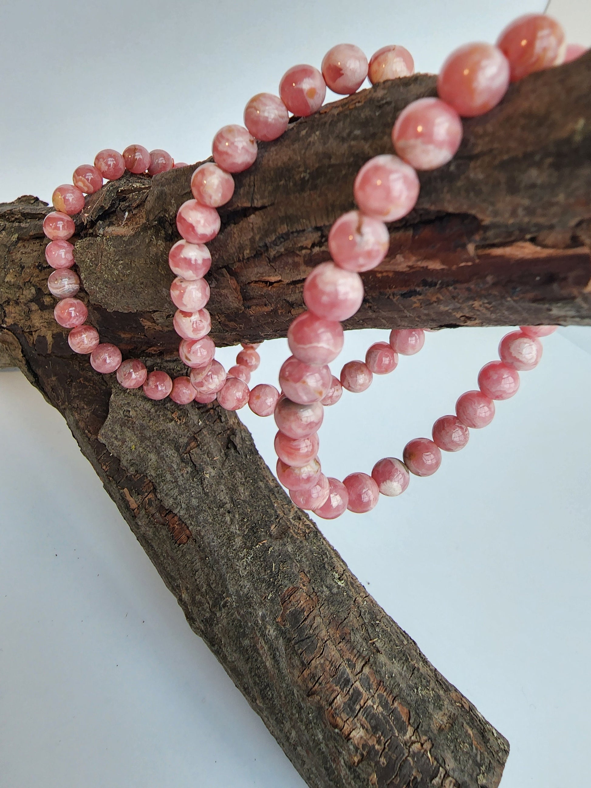Rhodochrosite Bracelet | 6MM | High Quality Crystal Jewelry | Shades of Pink | Gifts | Valentine or Couples | Crystals for Self Love & Hope