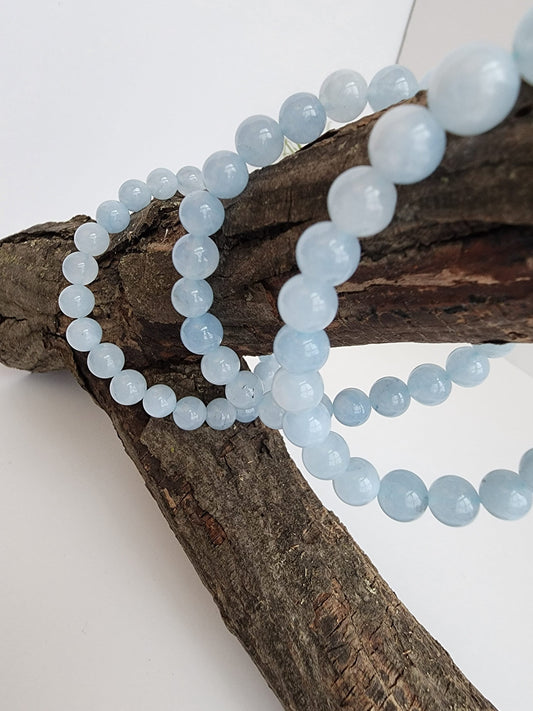 Aquamarine Bracelet: 8MM Crystal Bead, Light Blue Jewelry