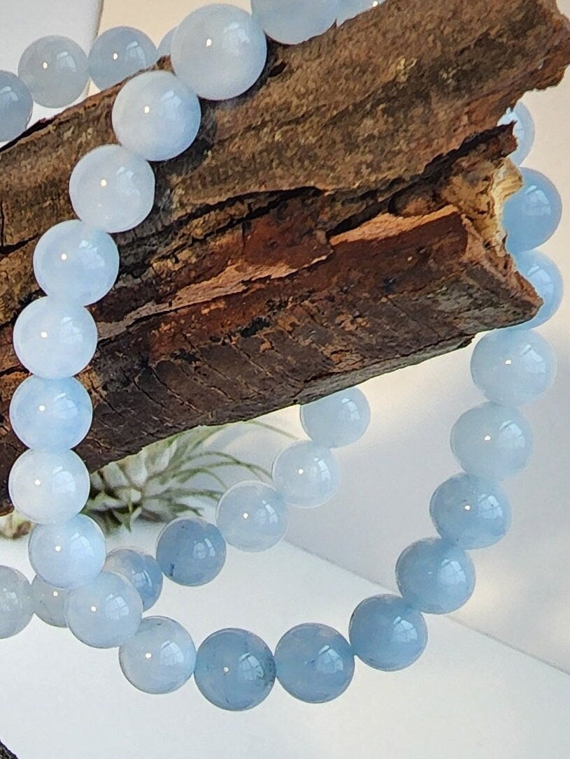 Aquamarine Bracelet | 8MM Crystal Beads | Baby Blue, Light colored High Quality Jewelry | Best Seller in High Quality Unique Crystal Wear