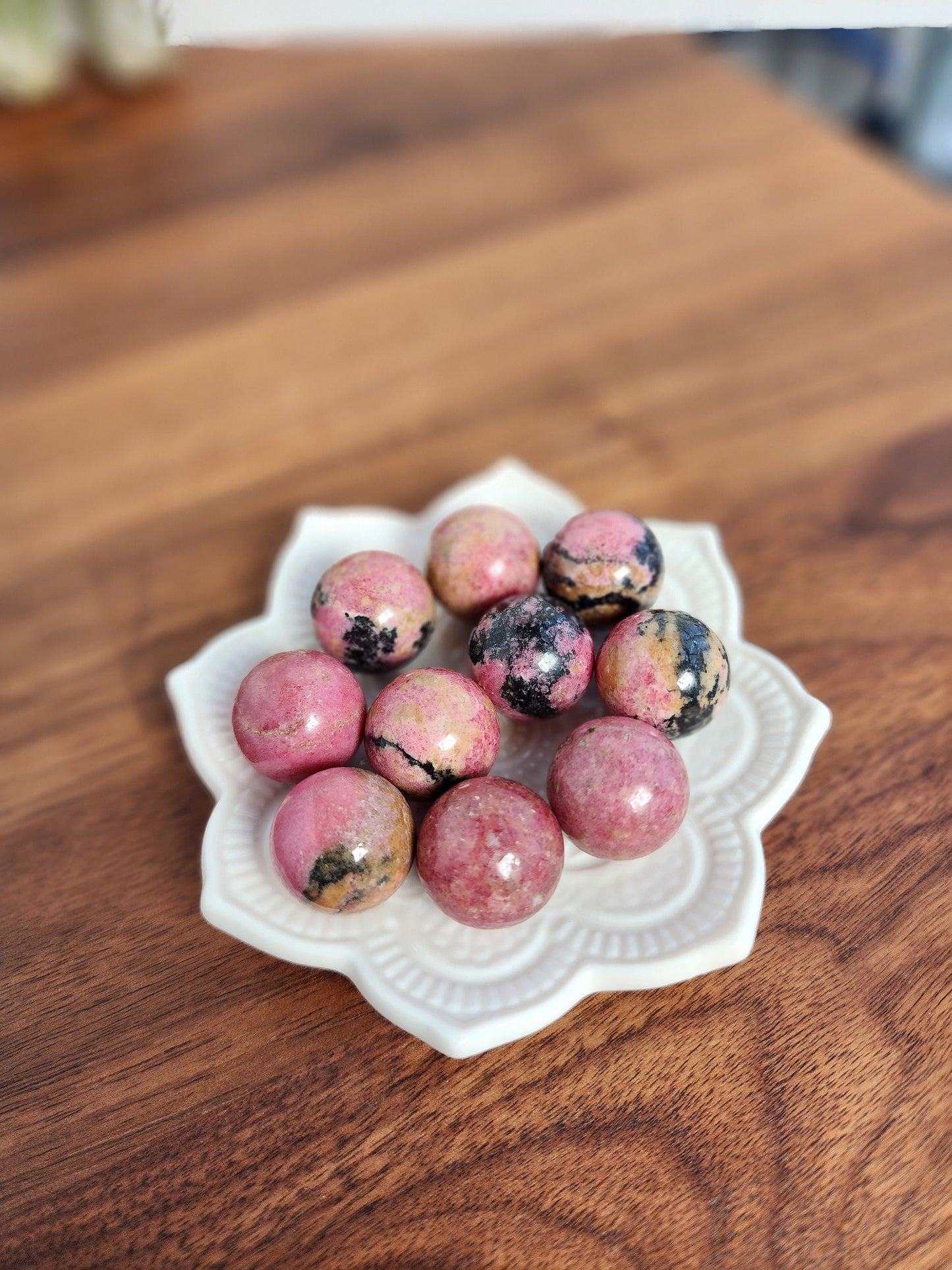 Pink Rhodonite Mini Sphere | Pink Crystal Ball | Small Sphere Collections | Intuitively Chosen