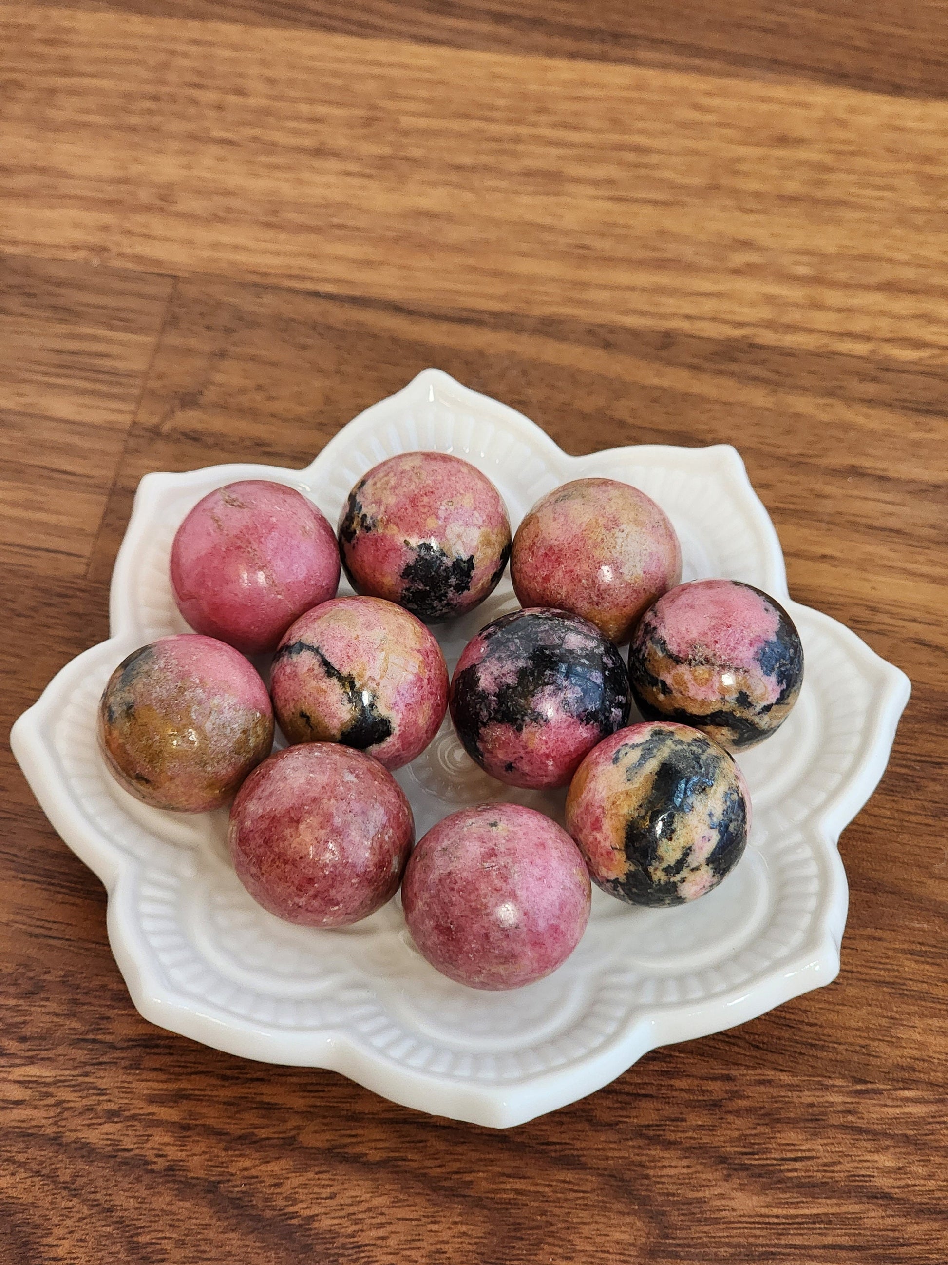 Pink Rhodonite Mini Sphere | Pink Crystal Ball | Small Sphere Collections | Intuitively Chosen