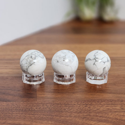 Howlite Mini Sphere | White Crystal Ball | Marbled Crystals | Small Sphere Collections | Intuitively Chosen