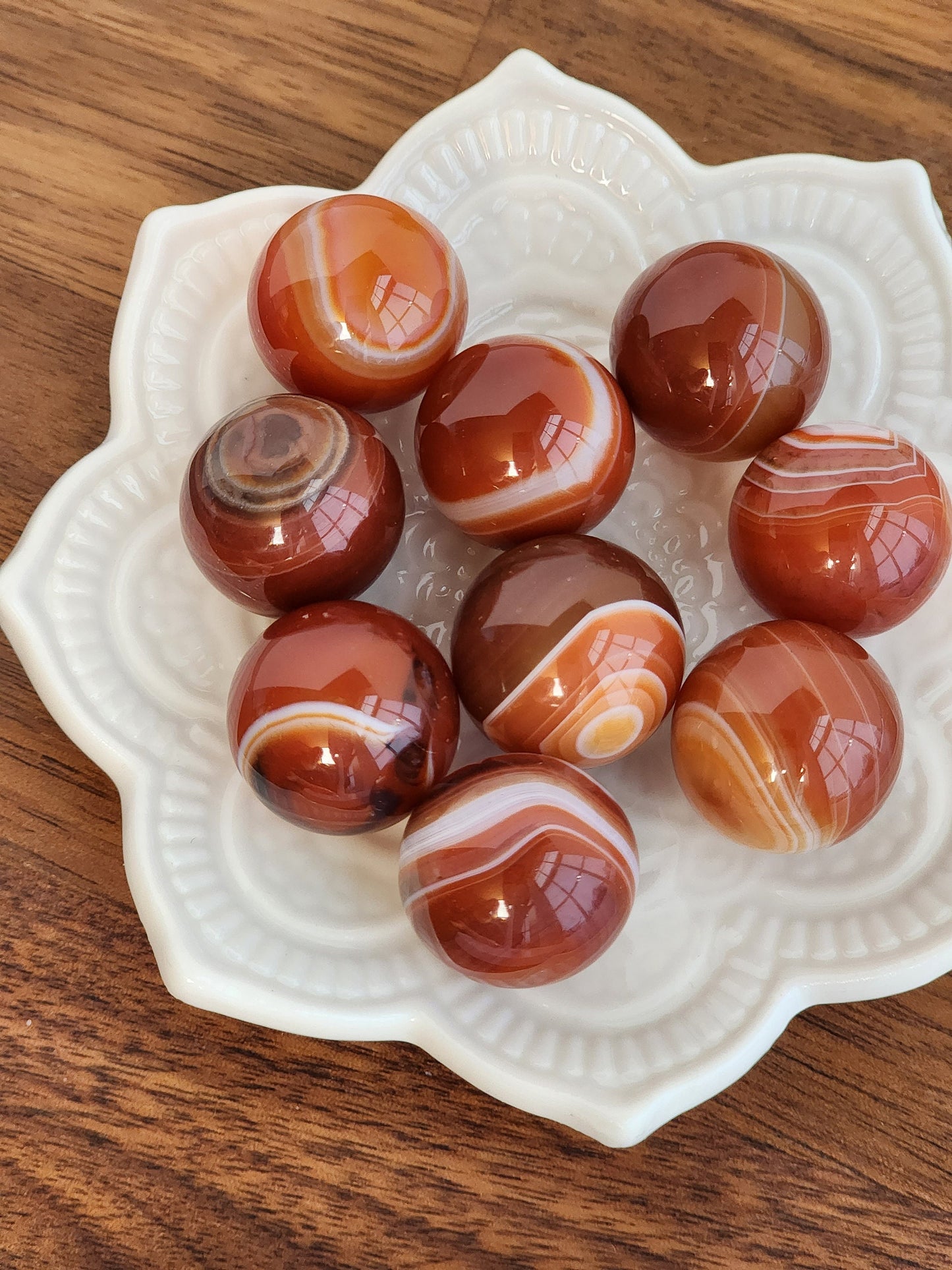 Carnelian Mini Sphere | 20mm | Banded Sardonyx Agate | Small Sphere Collections | Red Striped Crystal Balls | Christmas, Holiday, Yule Gift