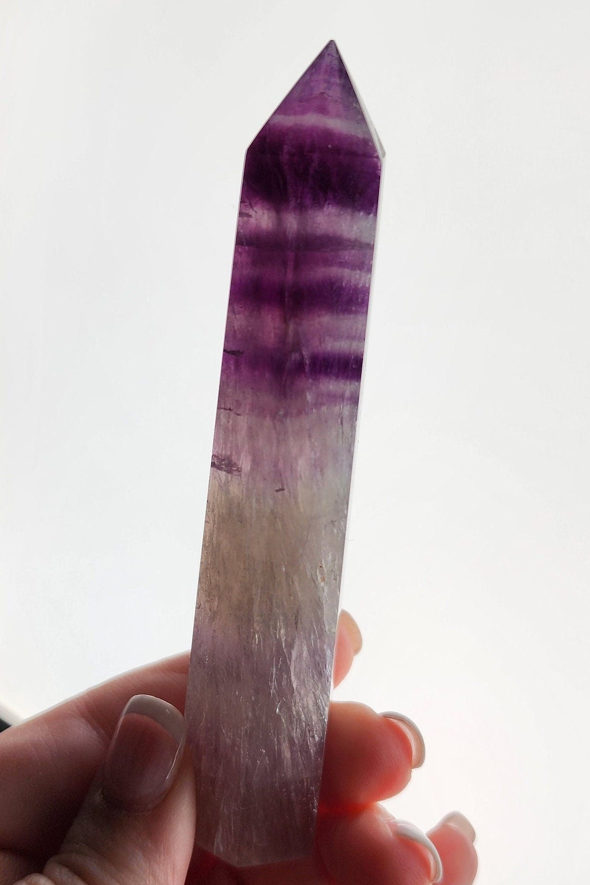 Rainbow Flourite Tower | Skinny Towers | Yellow, Purple Banded Points | Intuitively Chosen