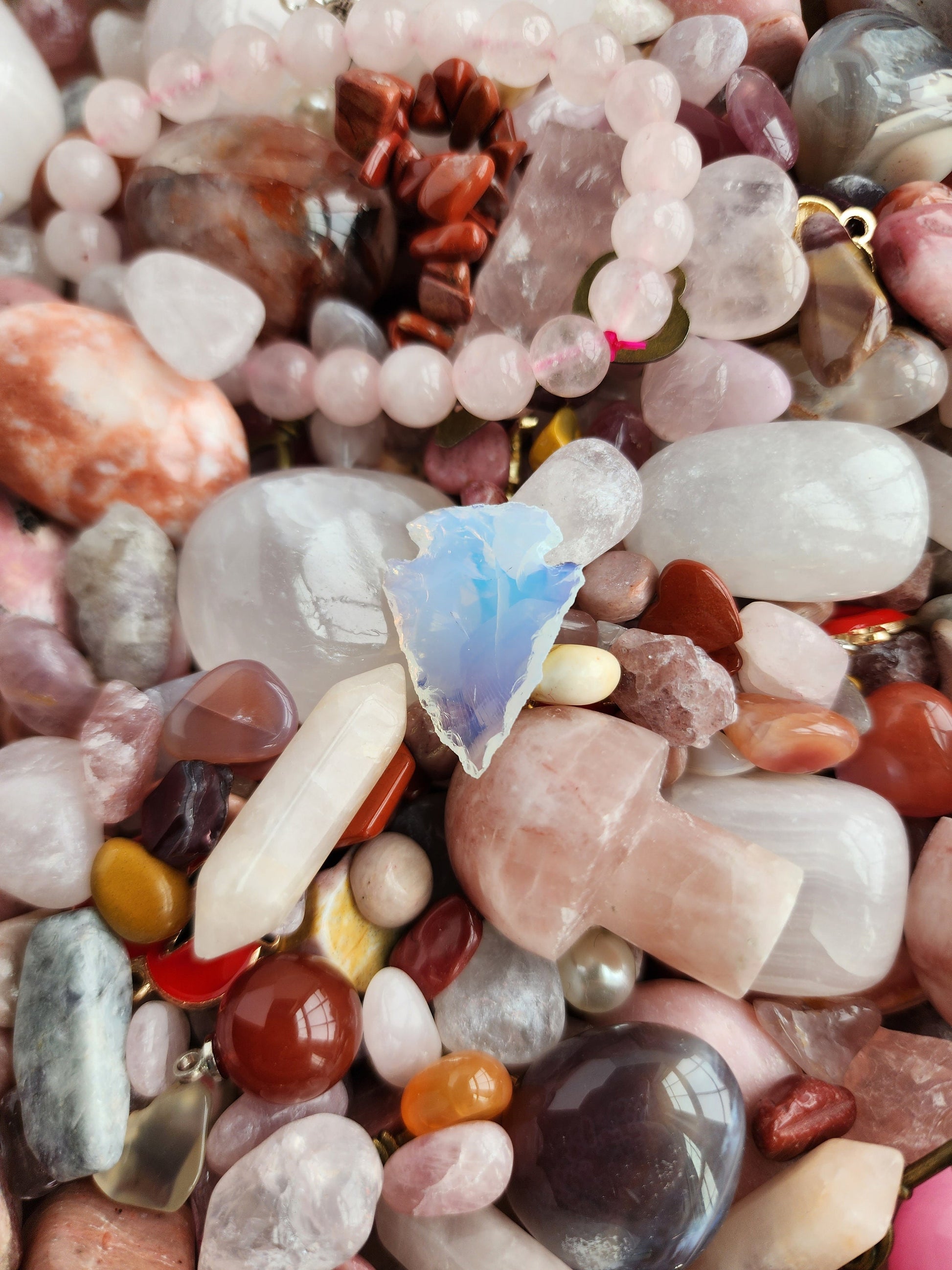 Passionate Pink Crystal Mix | Valentine Crystal Confetti | Bracelets, Worry Stones & Hearts | Love Crystals | 50 Shades of Pink | 3 Scoops