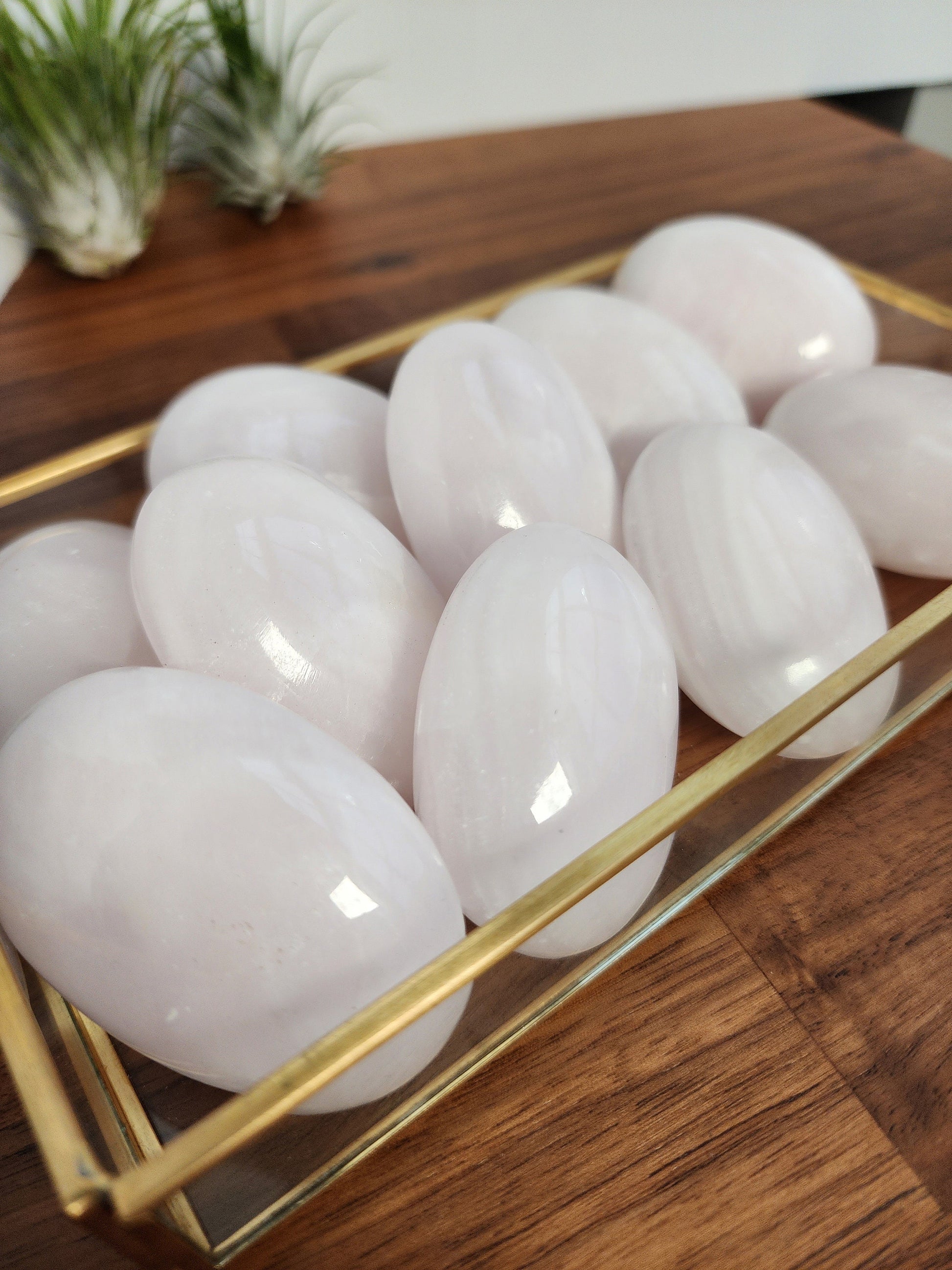 Pink Mangano Calcite Palm Stone | UV Reactive Crystals | Large Palm Stones | Pocket Stones | Intuitively Chosen