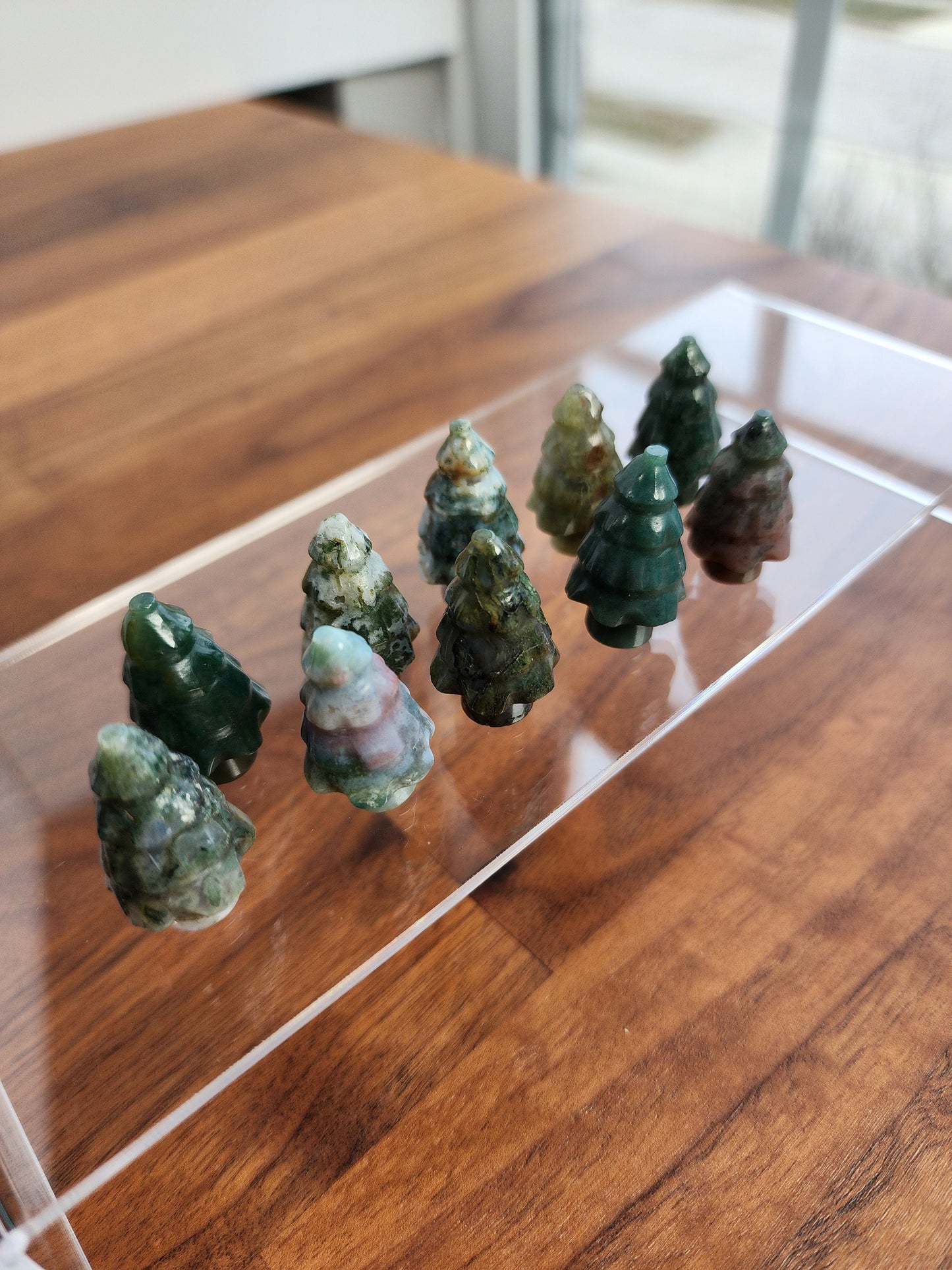 Moss Agate Pine Tree | Mini Crystals for Christmas or Holiday Villages or Small Displays for Winter Solstice | Evergreen Yule Green Purple
