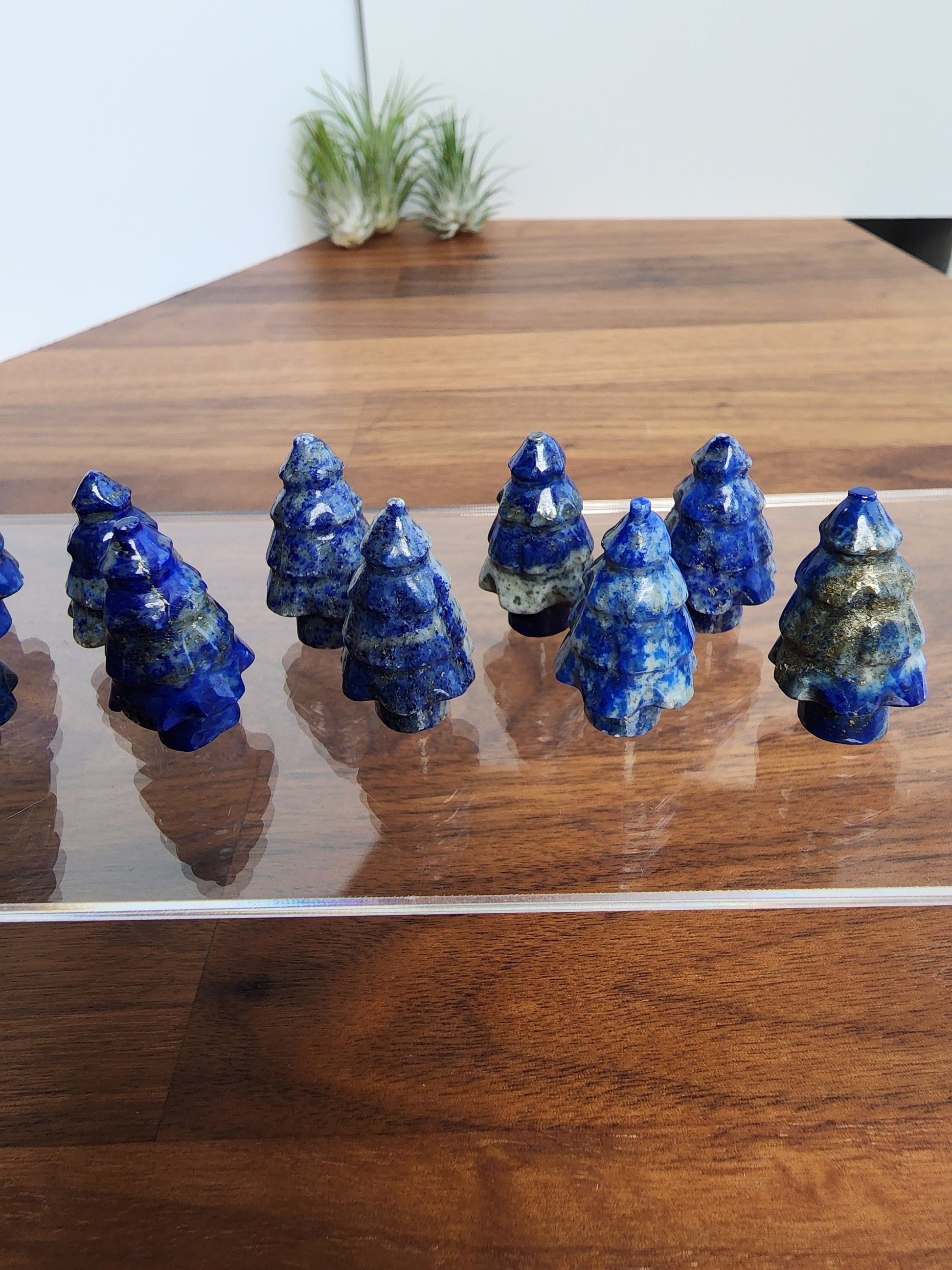 Crystal Lapis Lazuli Mini Trees | Tiny Royal Blue Christmas Village Decor | Winter Solstice Rituals and Altar Decorations | Pretty Yuletide