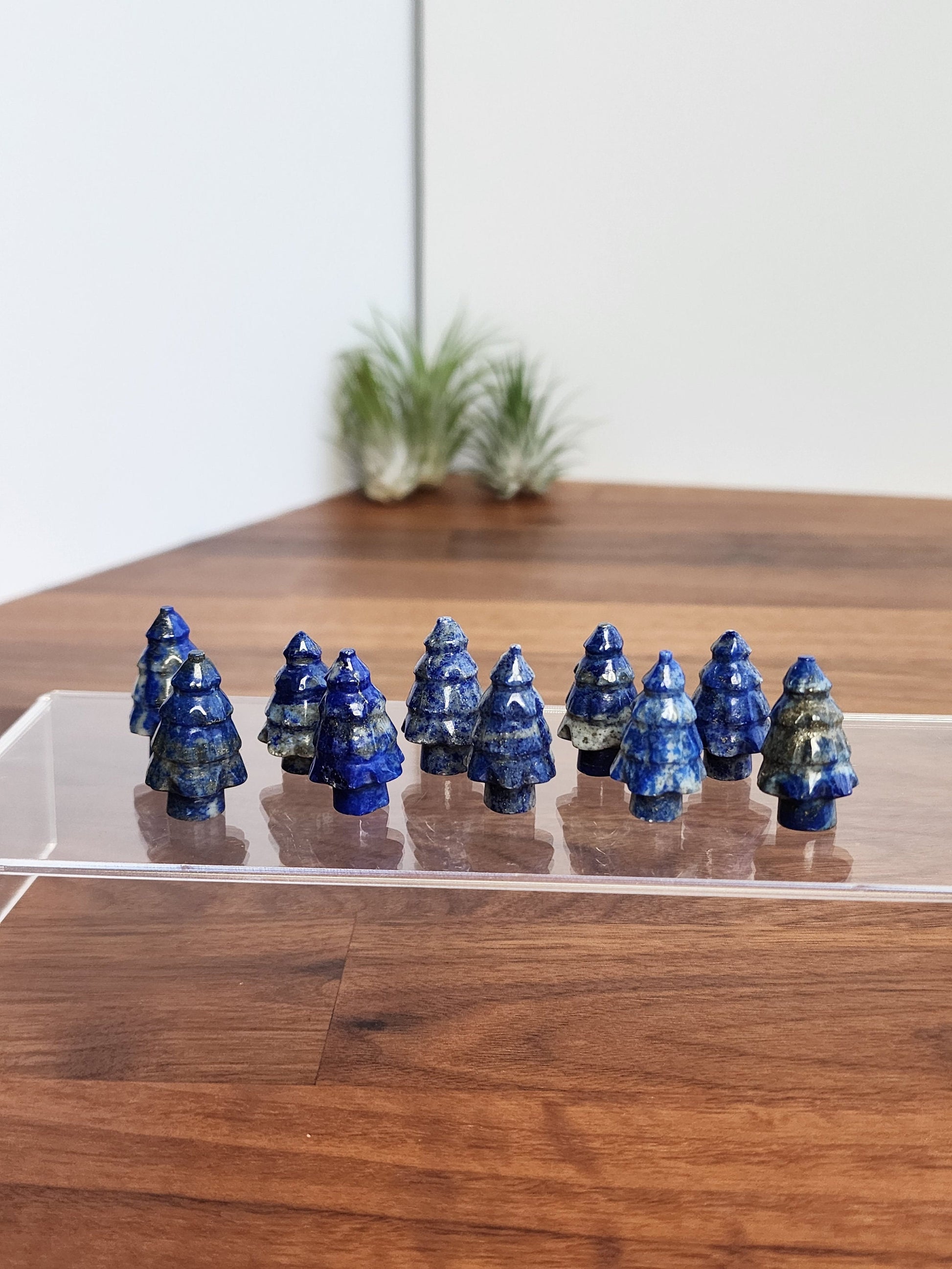 Crystal Lapis Lazuli Mini Trees | Tiny Royal Blue Christmas Village Decor | Winter Solstice Rituals and Altar Decorations | Pretty Yuletide