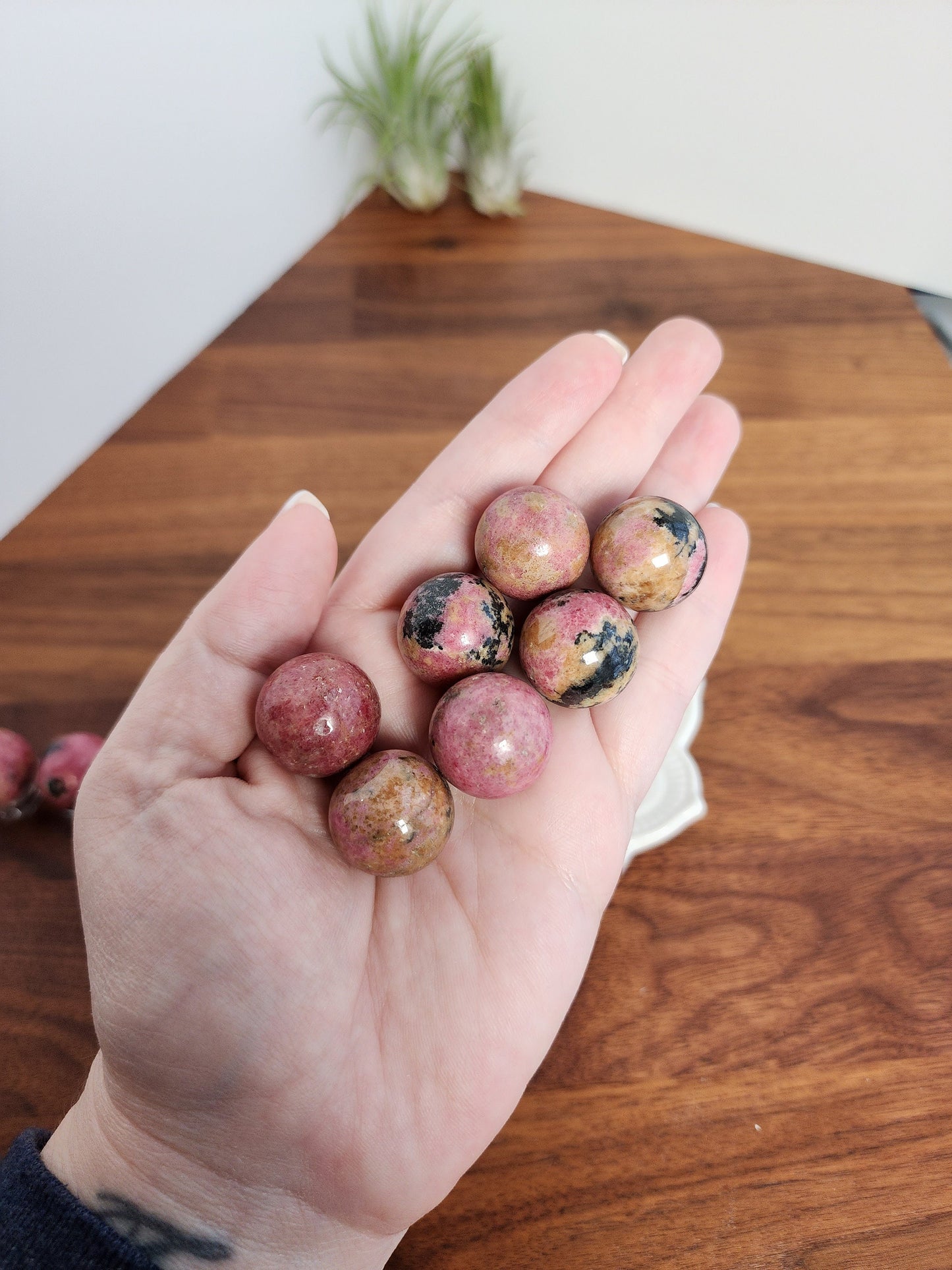 Pink Rhodonite Mini Sphere | Pink Crystal Ball | Small Sphere Collections | Intuitively Chosen