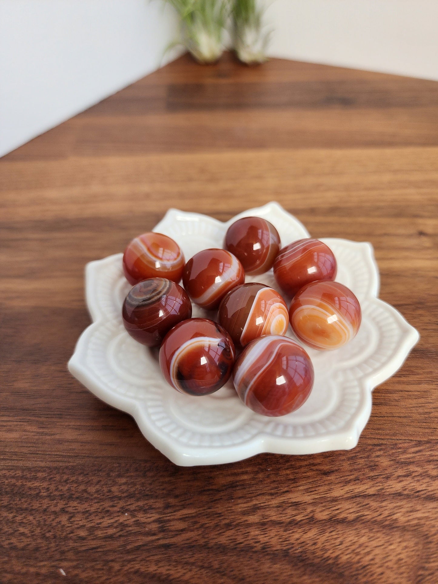 Carnelian Mini Sphere | 20mm | Banded Sardonyx Agate | Small Sphere Collections | Red Striped Crystal Balls | Christmas, Holiday, Yule Gift