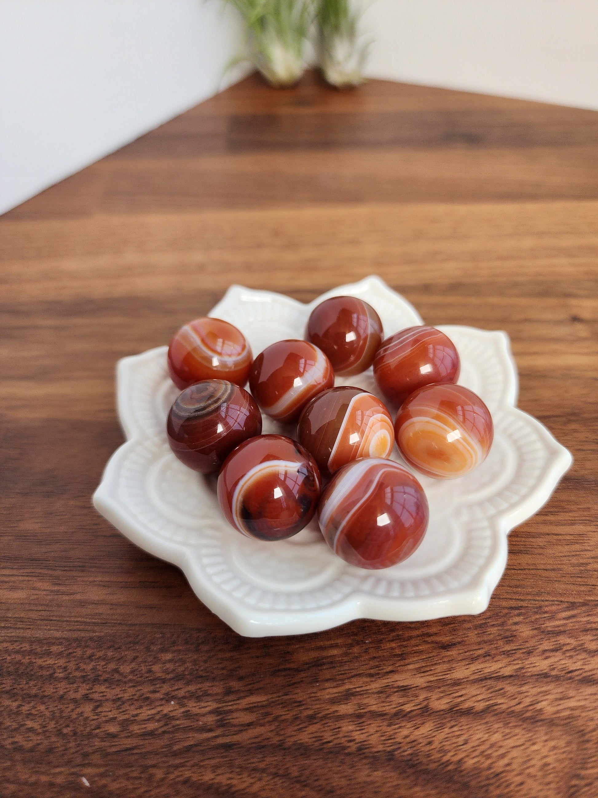 Carnelian Mini Sphere | 20mm | Banded Sardonyx Agate | Small Sphere Collections | Red Striped Crystal Balls | Christmas, Holiday, Yule Gift